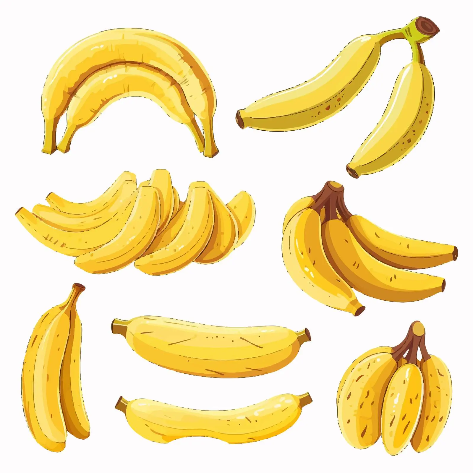 Peeled Ripe Bananas Cartoon Vector Illustration Set — free download from Dotvec