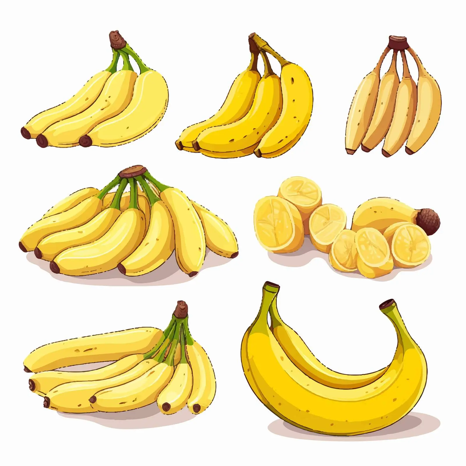 Set of Peeled Ripe Bananas Vector Illustration — free download from Dotvec