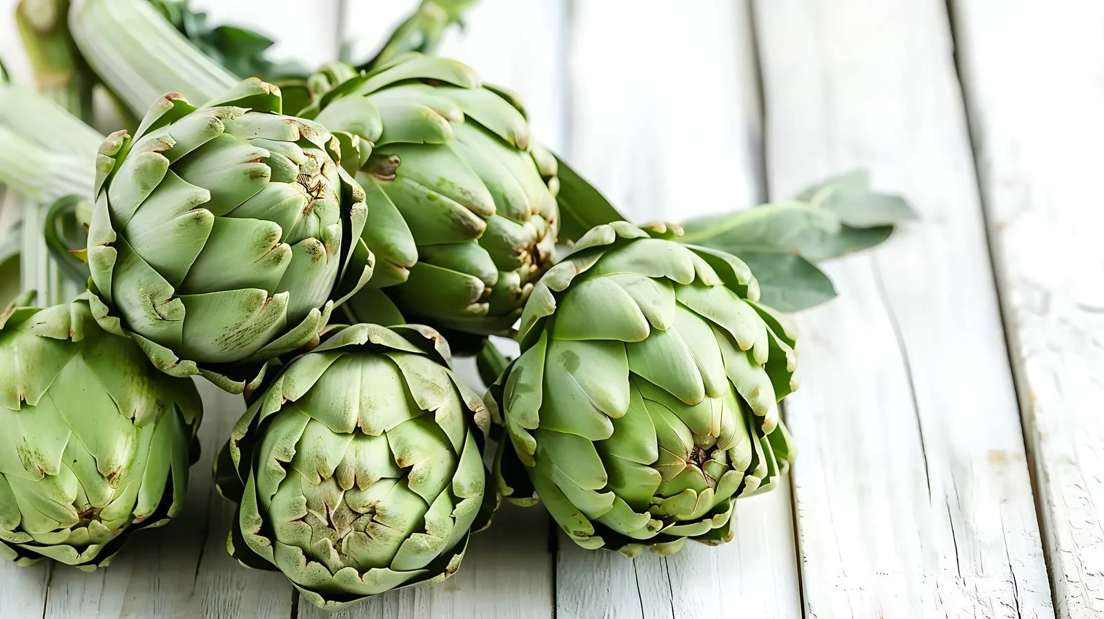 Organic Artichokes on White Wooden Table — free download from Dotvec