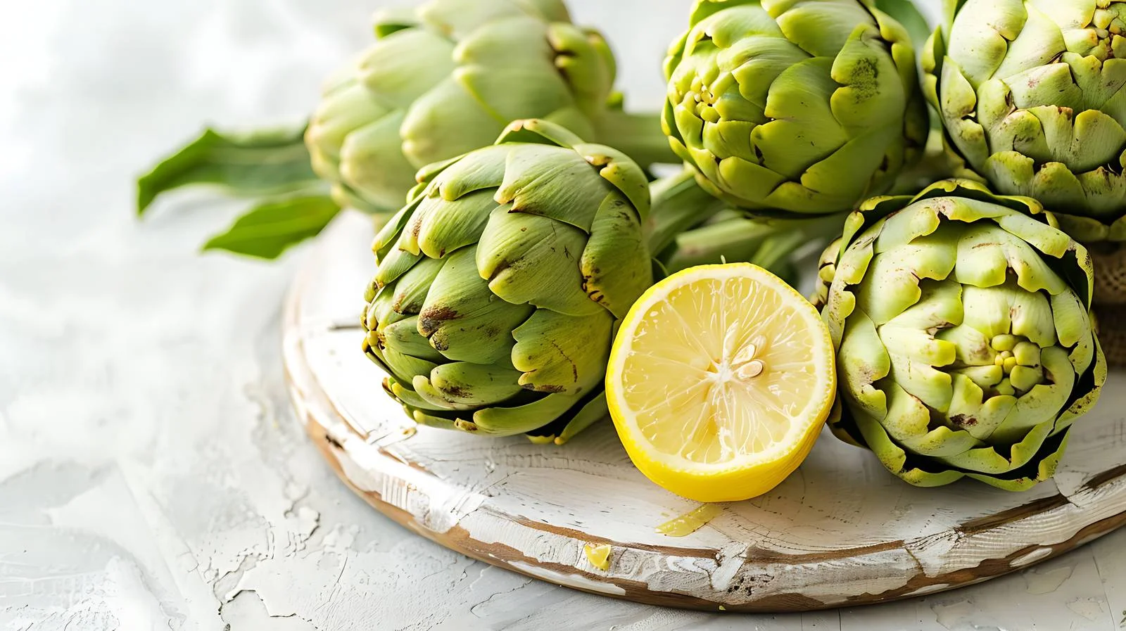 Fresh Artichokes on Wooden Table — free download from Dotvec