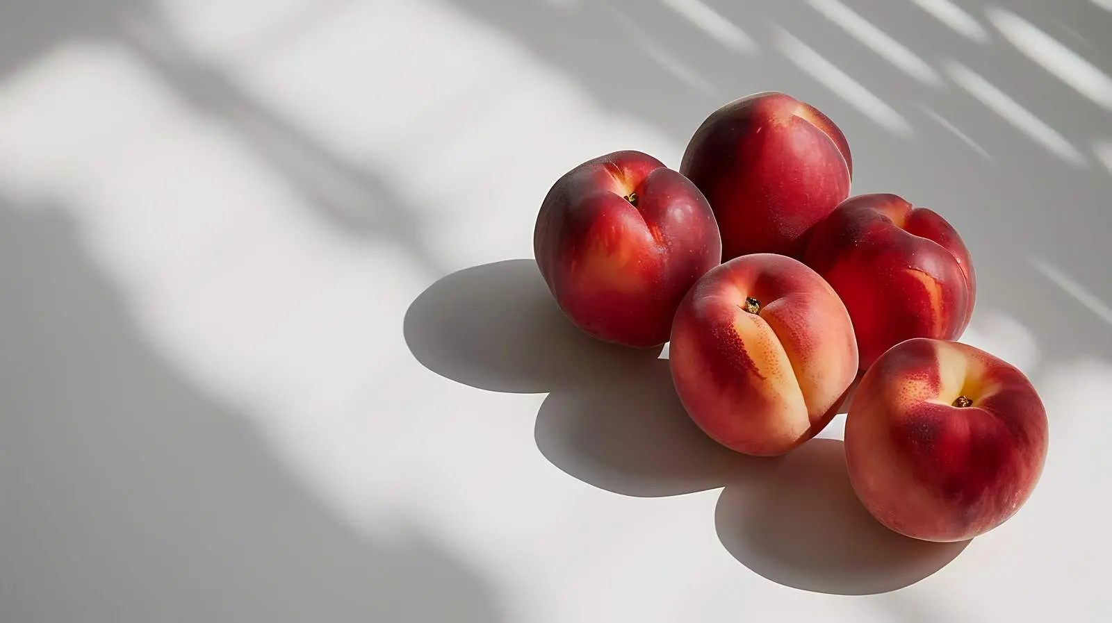 Ripe Peaches on Beige Background with Sunlight — free download from Dotvec