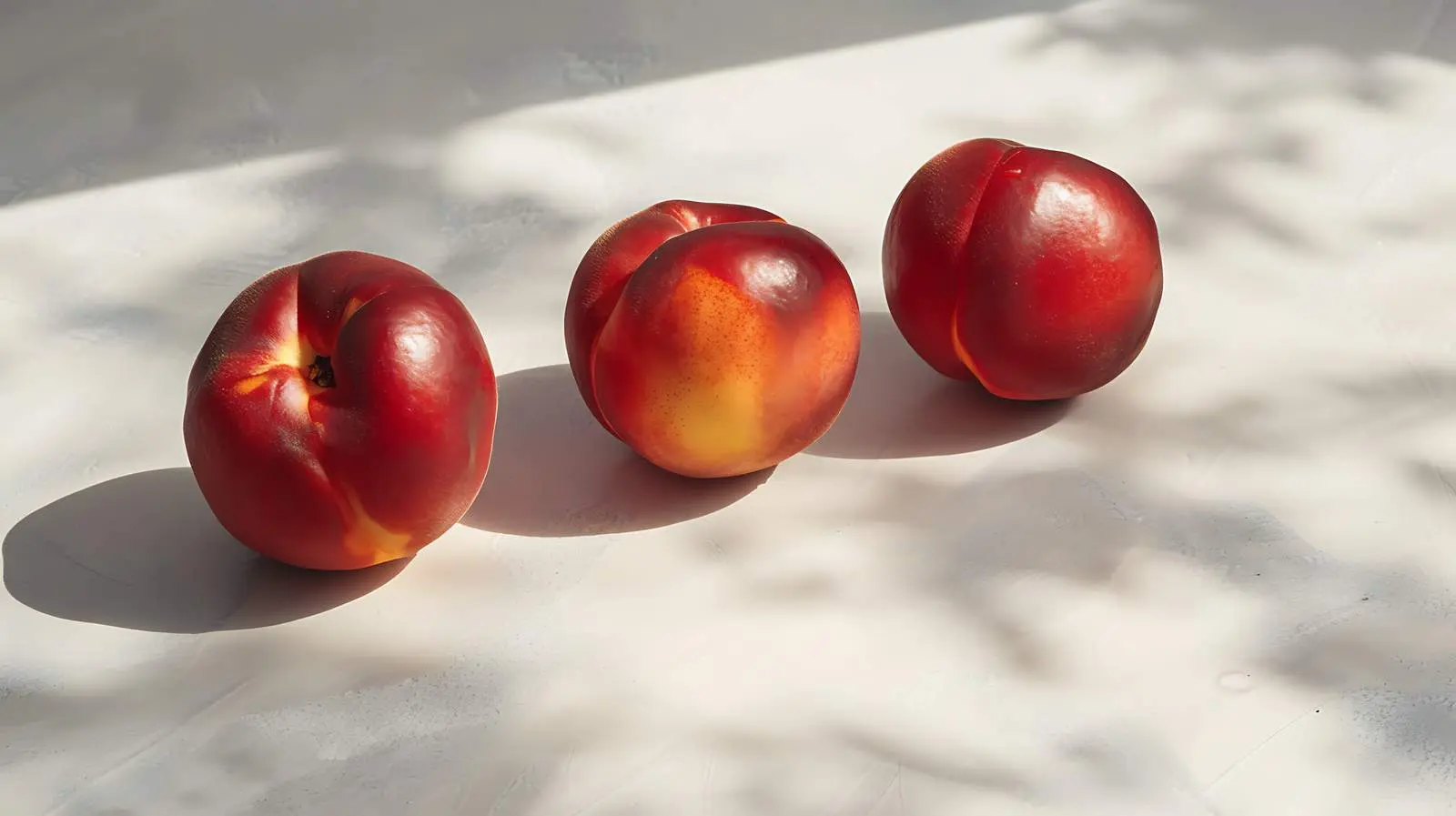 Ripe Peaches on Beige Background with Sunlight — free download from Dotvec