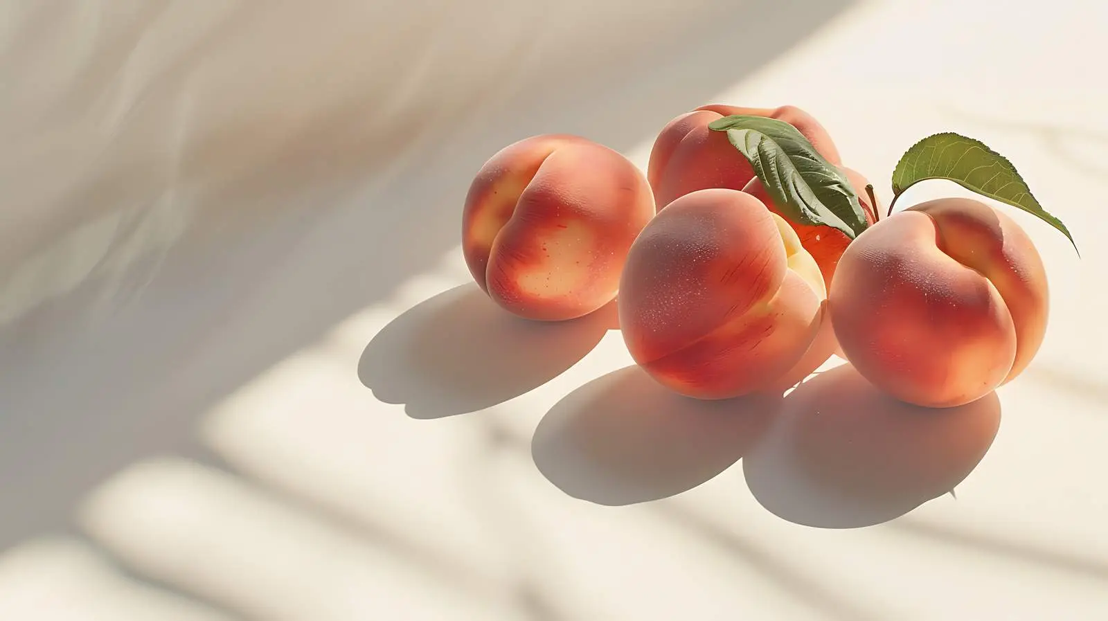 Ripe Peaches with Sunlight on Beige Background — free download from Dotvec