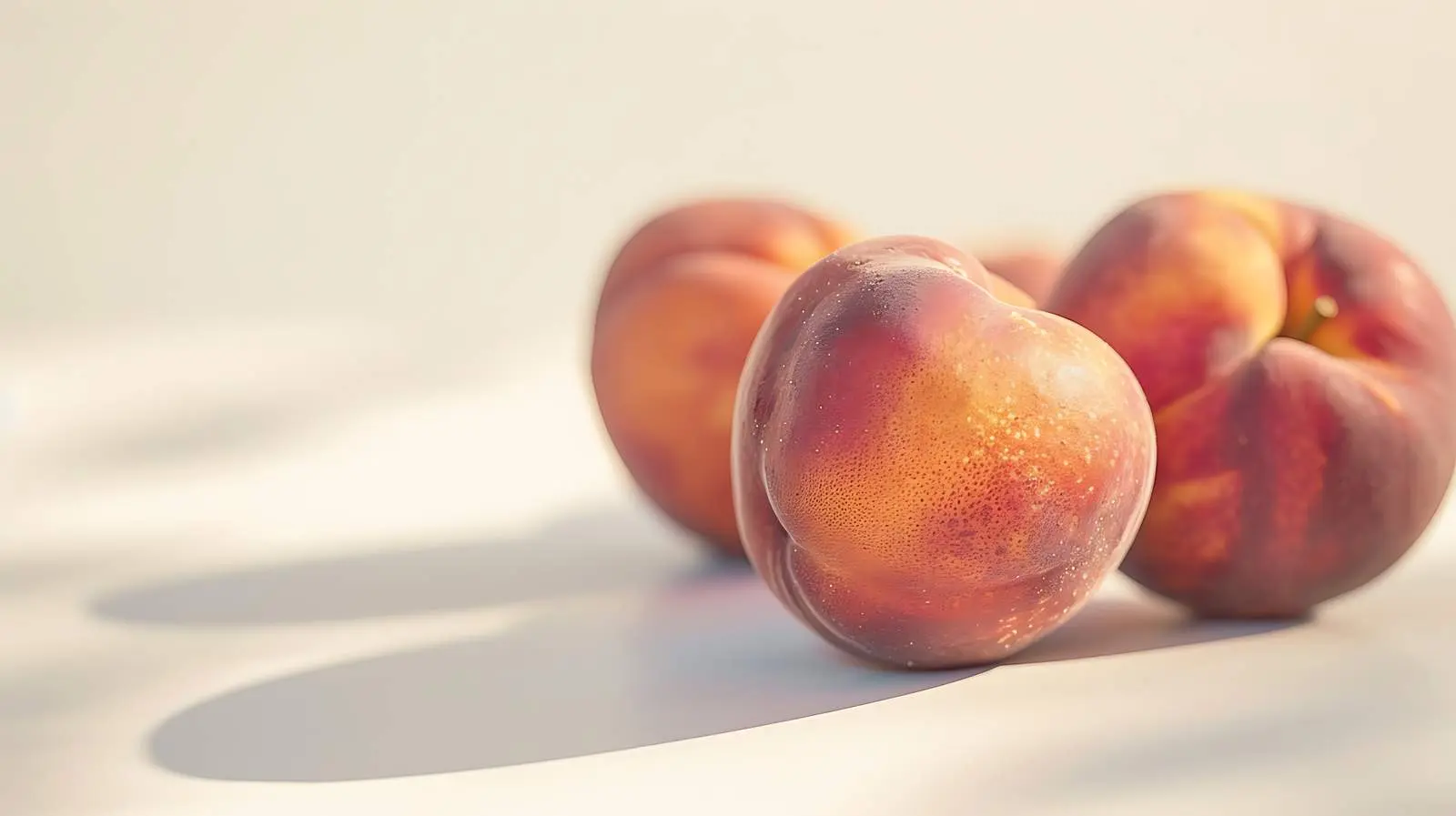 Ripe Peaches on Beige Background with Sunlight — free download from Dotvec