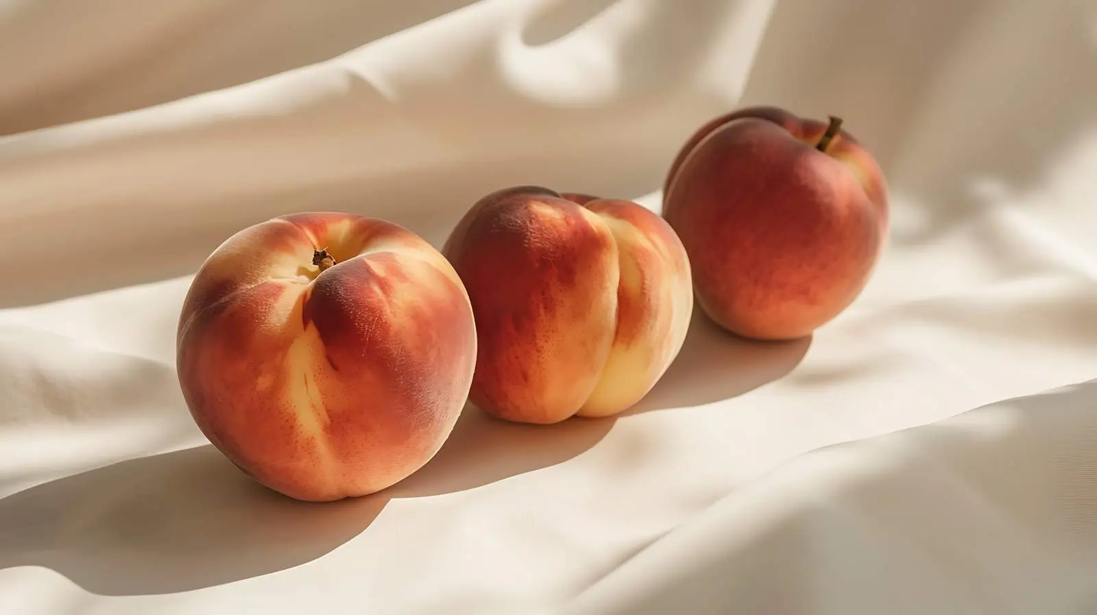Ripe Peaches on Light Surface with Shadows — free download from Dotvec