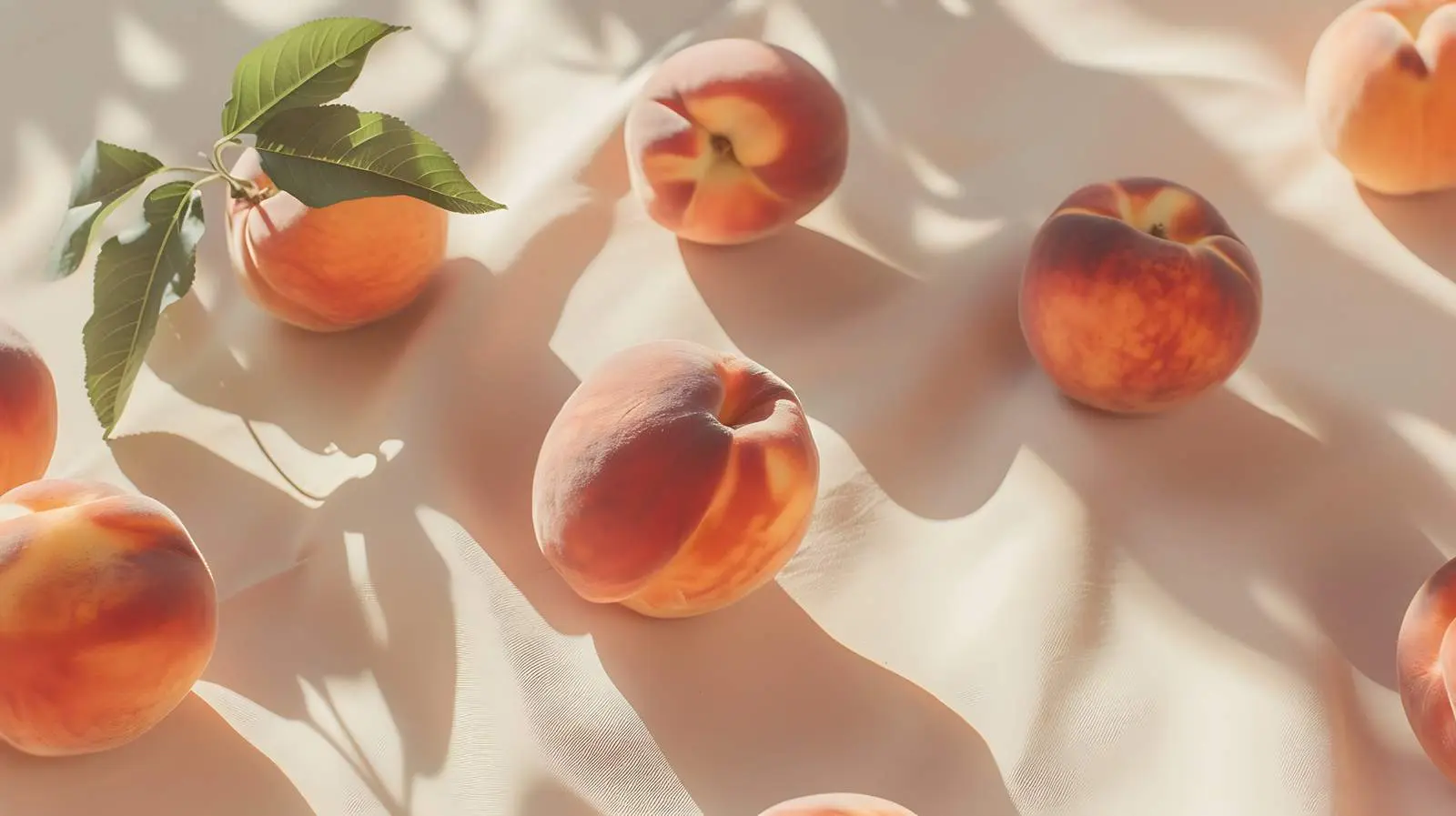 Ripe Peaches on Light Neutral Surface — free download from Dotvec