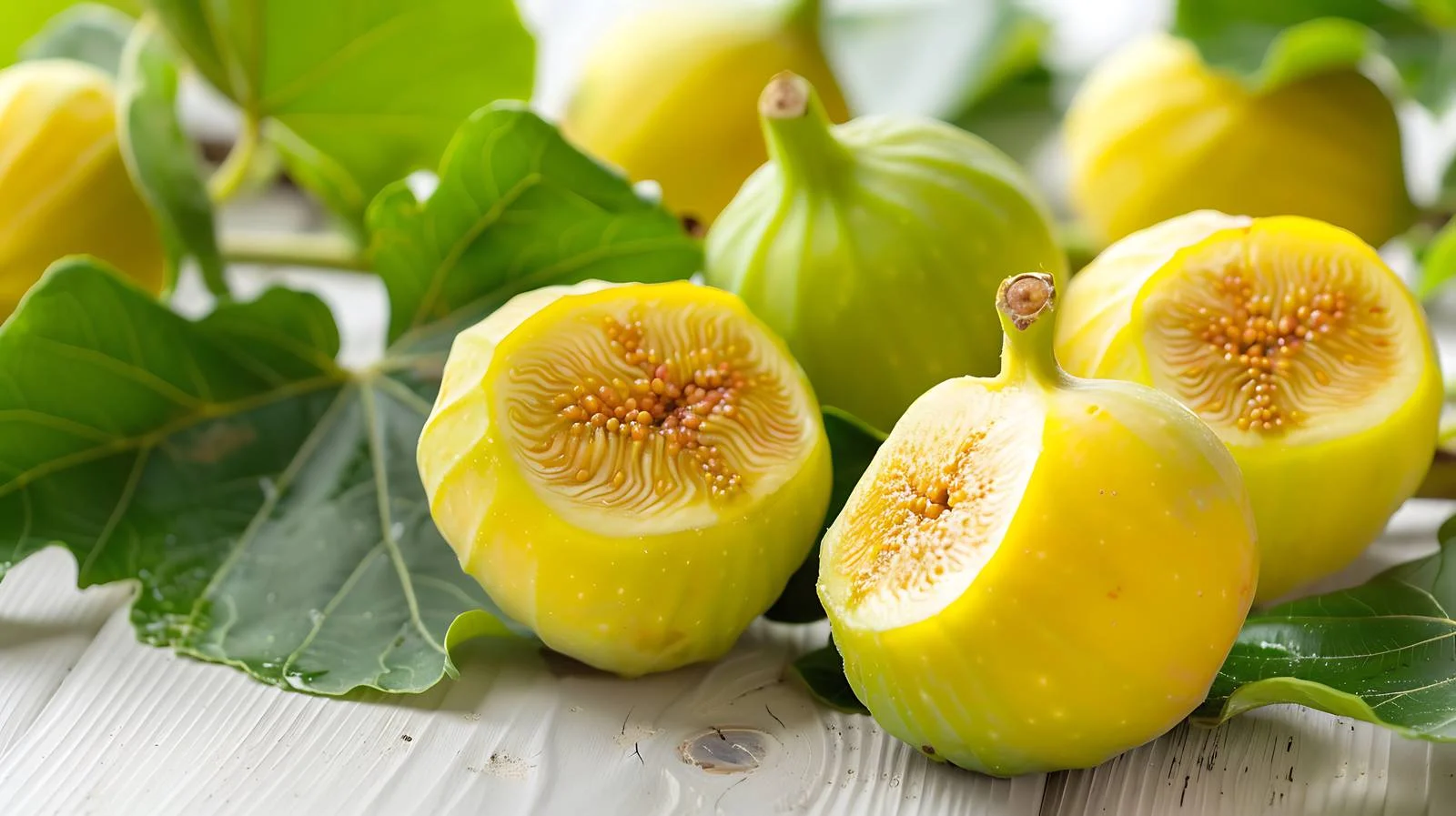 Vibrant Ripe Figs with Leaves Close-Up — free download from Dotvec