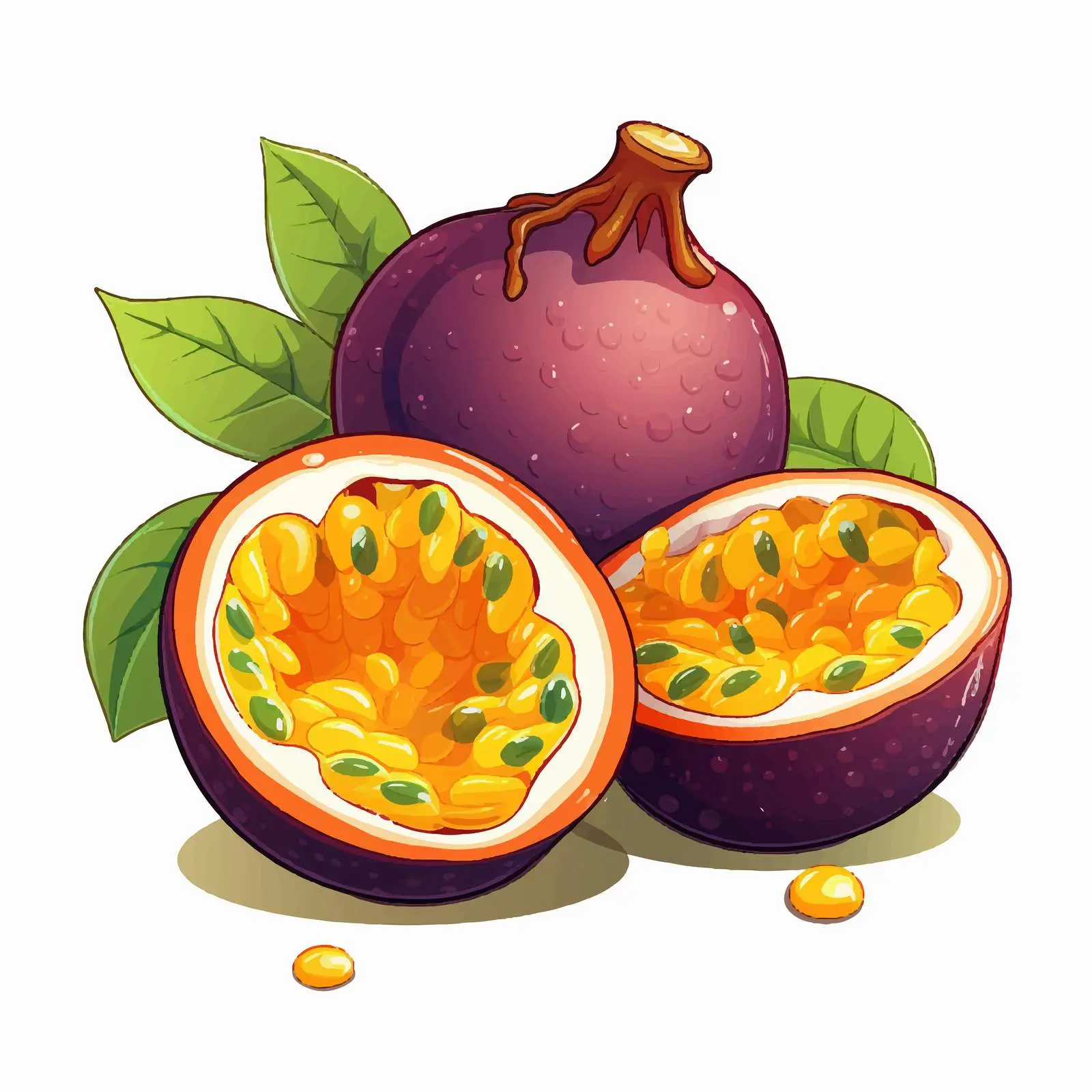 Juicy Ripe Whole Passion Fruit Slice with Seeds — free download from Dotvec