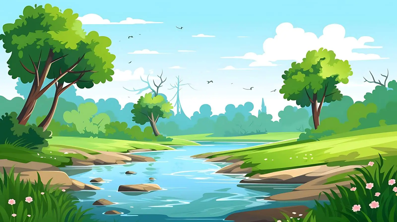 Serene River Coast on Summer Day — free download from Dotvec