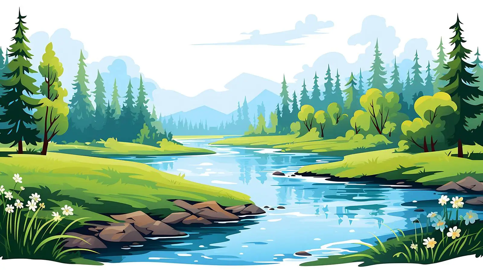 Serene Coastal River Landscape View — free download from Dotvec