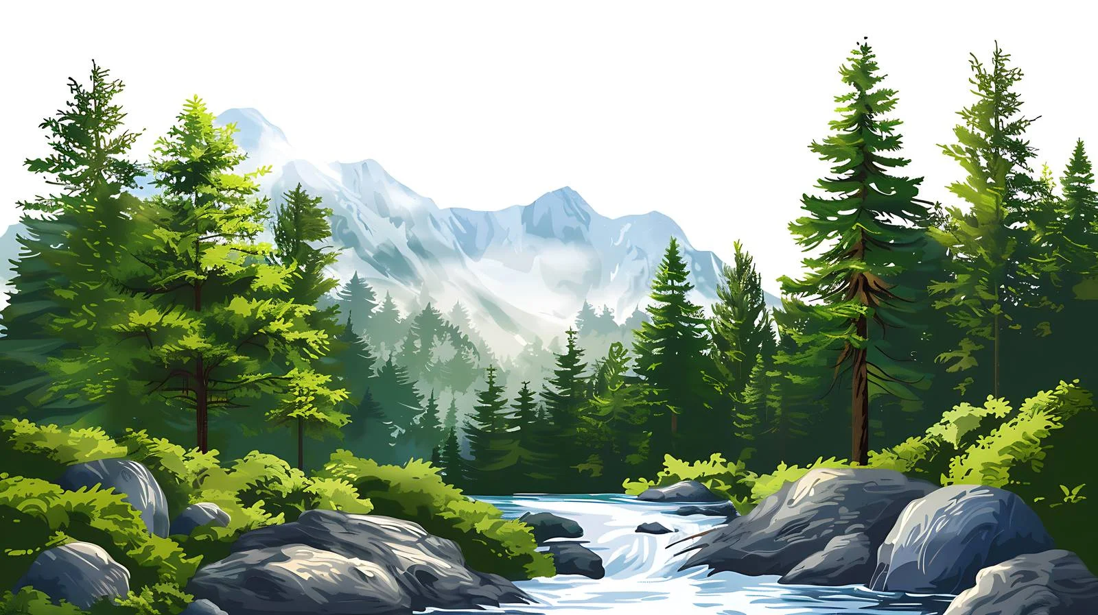 Serene River in Forest Clearing Scene — free download from Dotvec