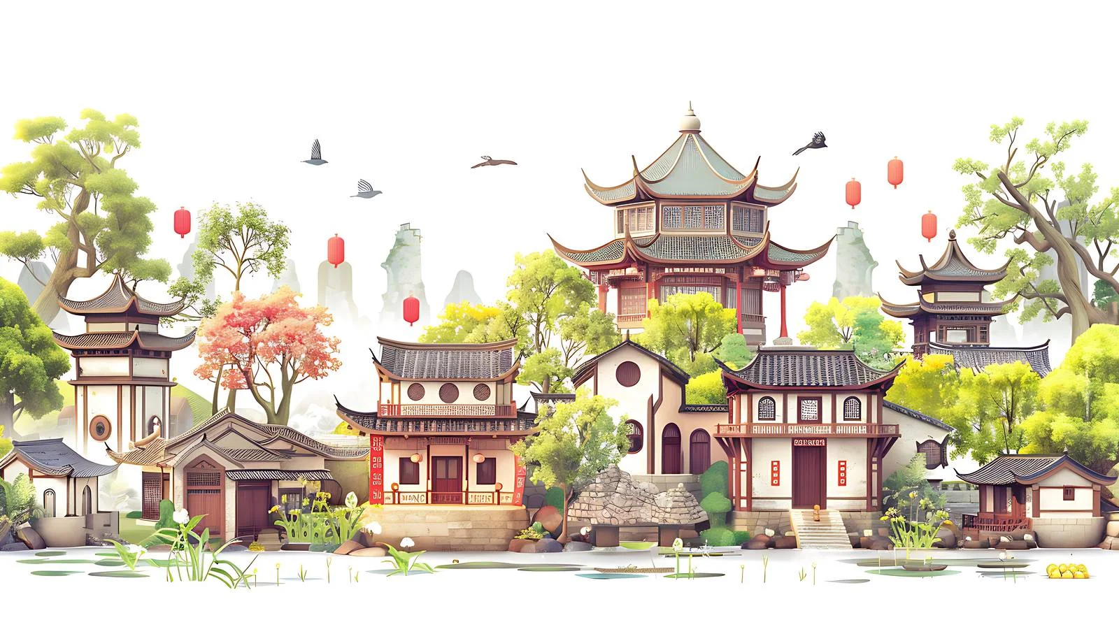 Serene Rizhao Village: Opera Performance Scene — free download from Dotvec