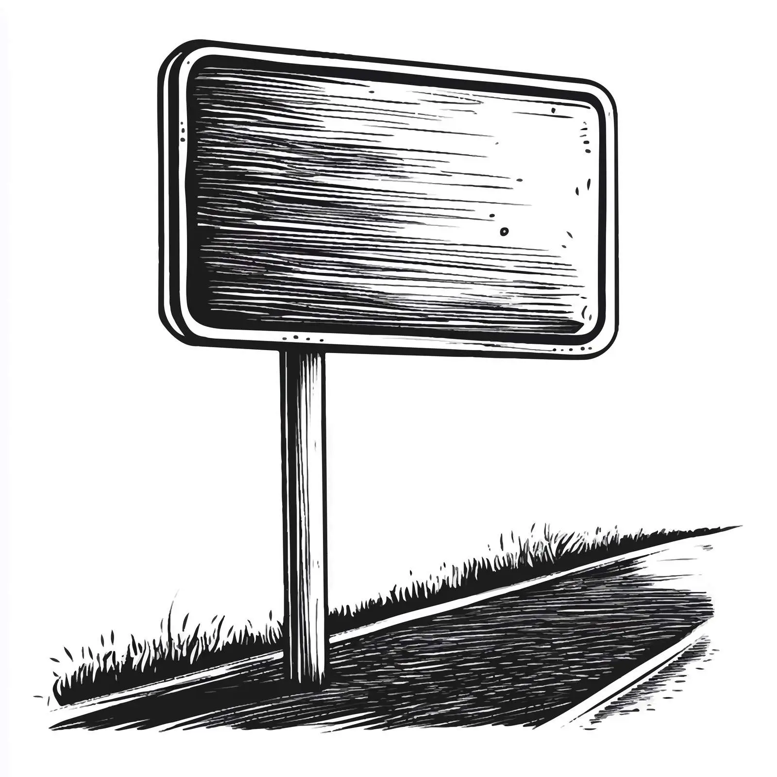 Black and White Cartoon Road Sign Vector Illustration — free download from Dotvec