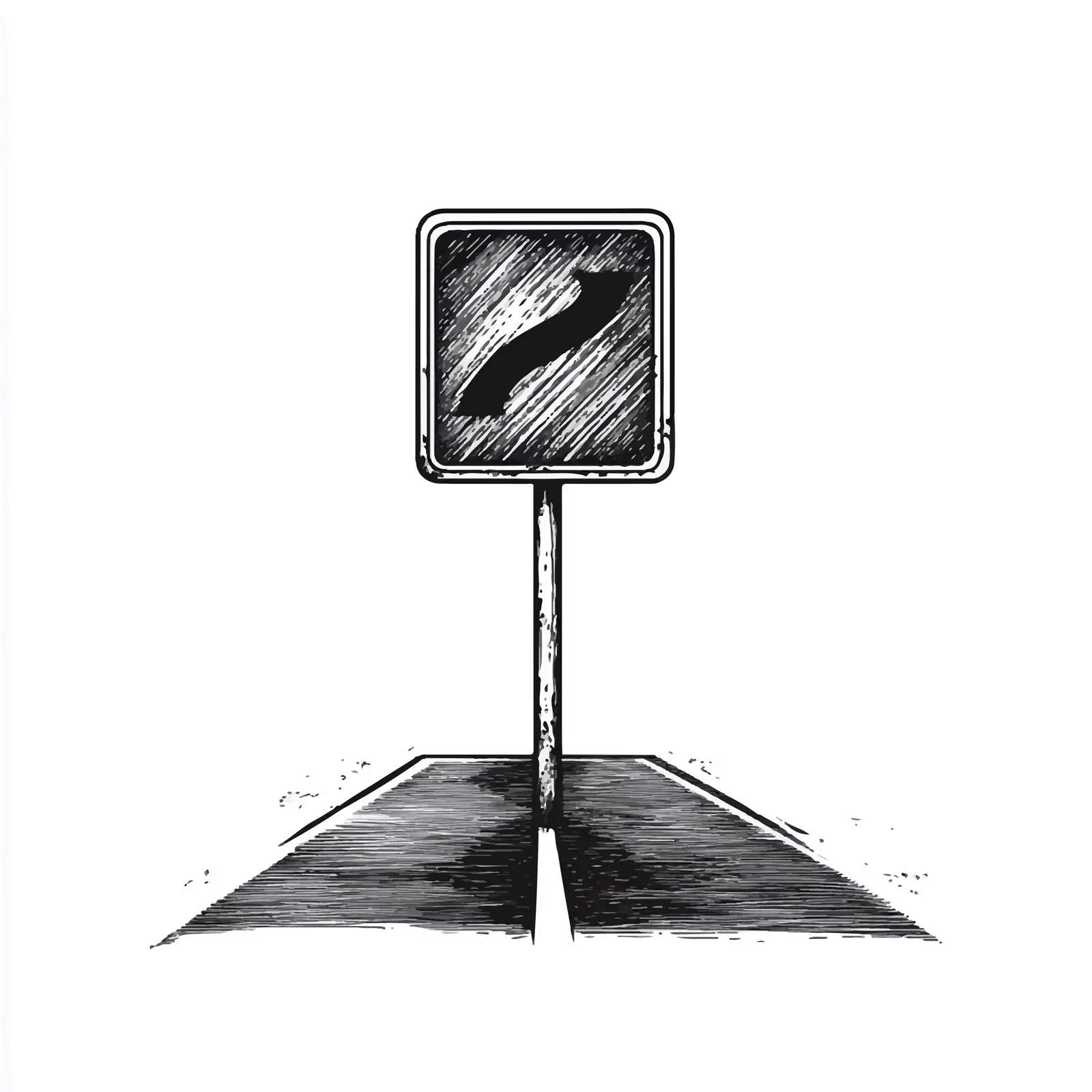 Black and White Cartoon Road Sign Vector Illustration — free download from Dotvec