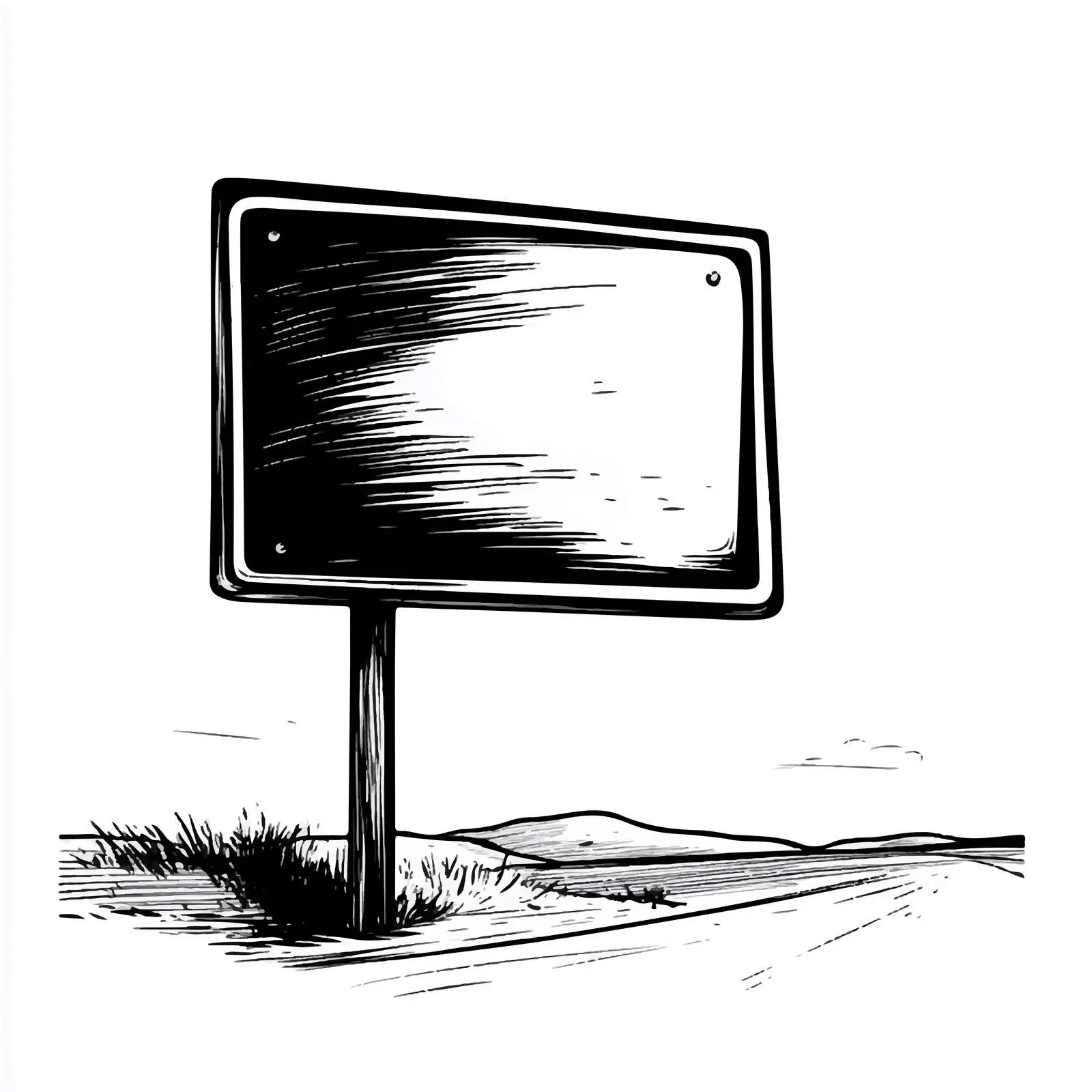 Cartoon Black and White Road Sign Vector Illustration — free download from Dotvec