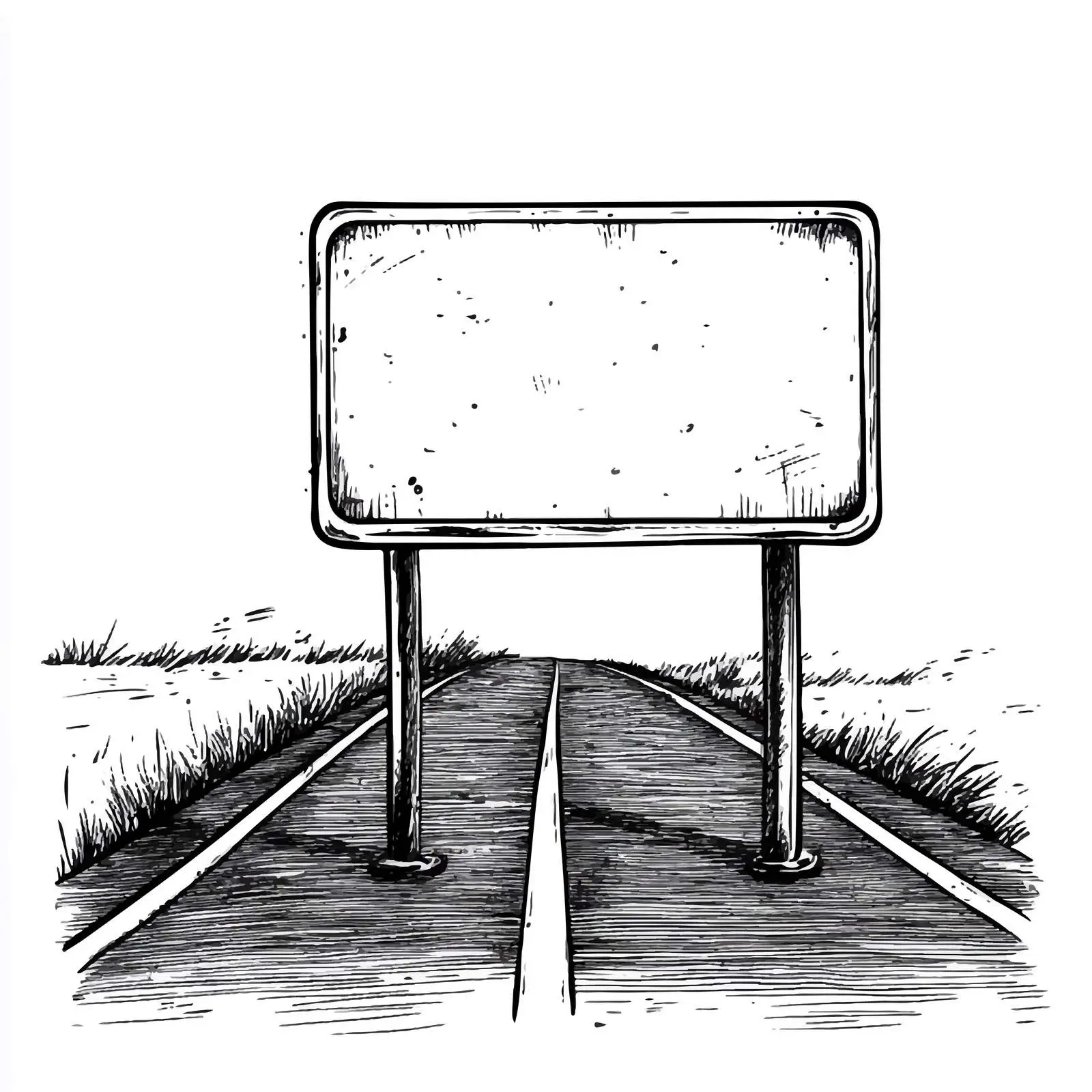 Black and White Cartoon Road Sign Vector Illustration — free download from Dotvec