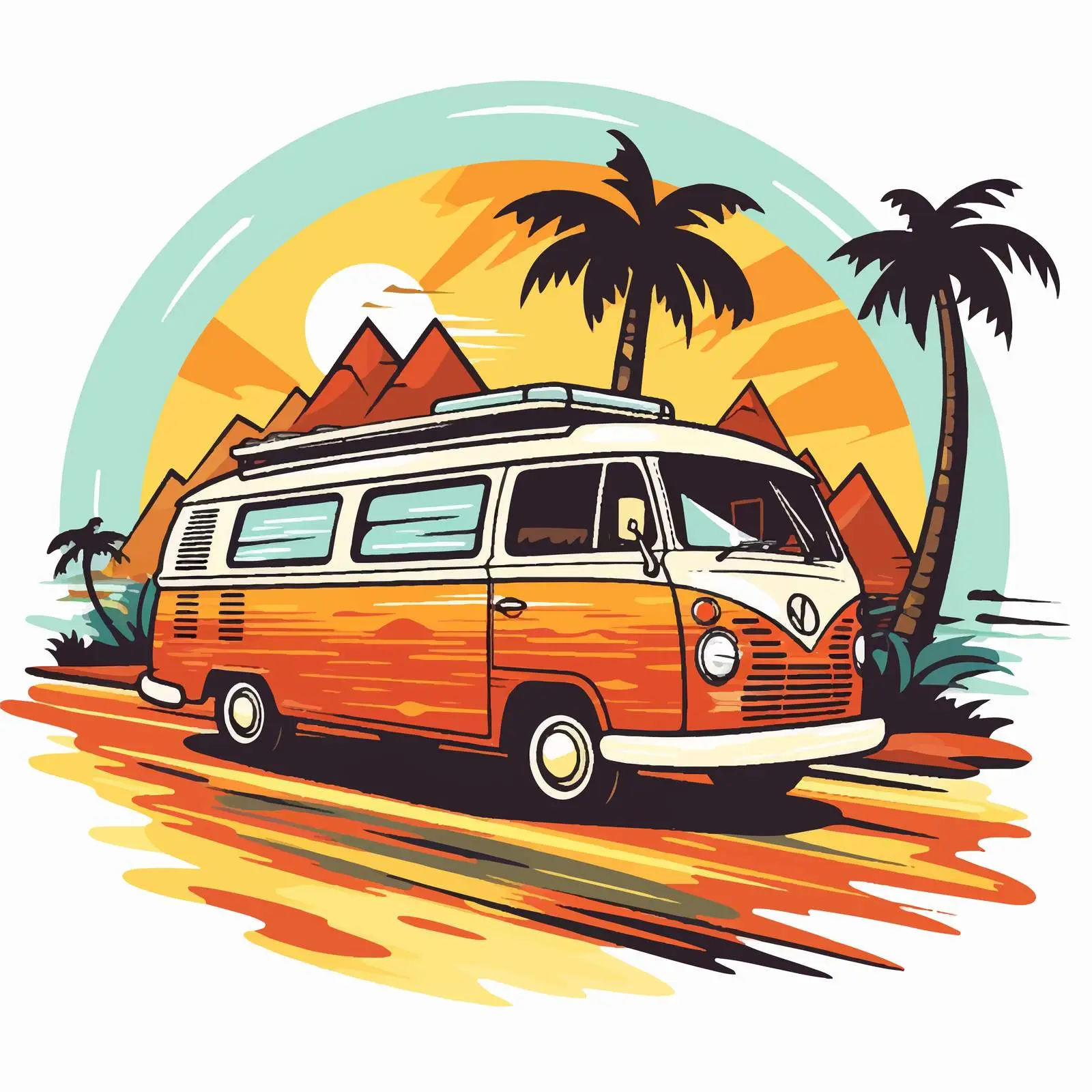 Summer Road Trip Van Icon Illustration – free holiday planning image from Dotvec