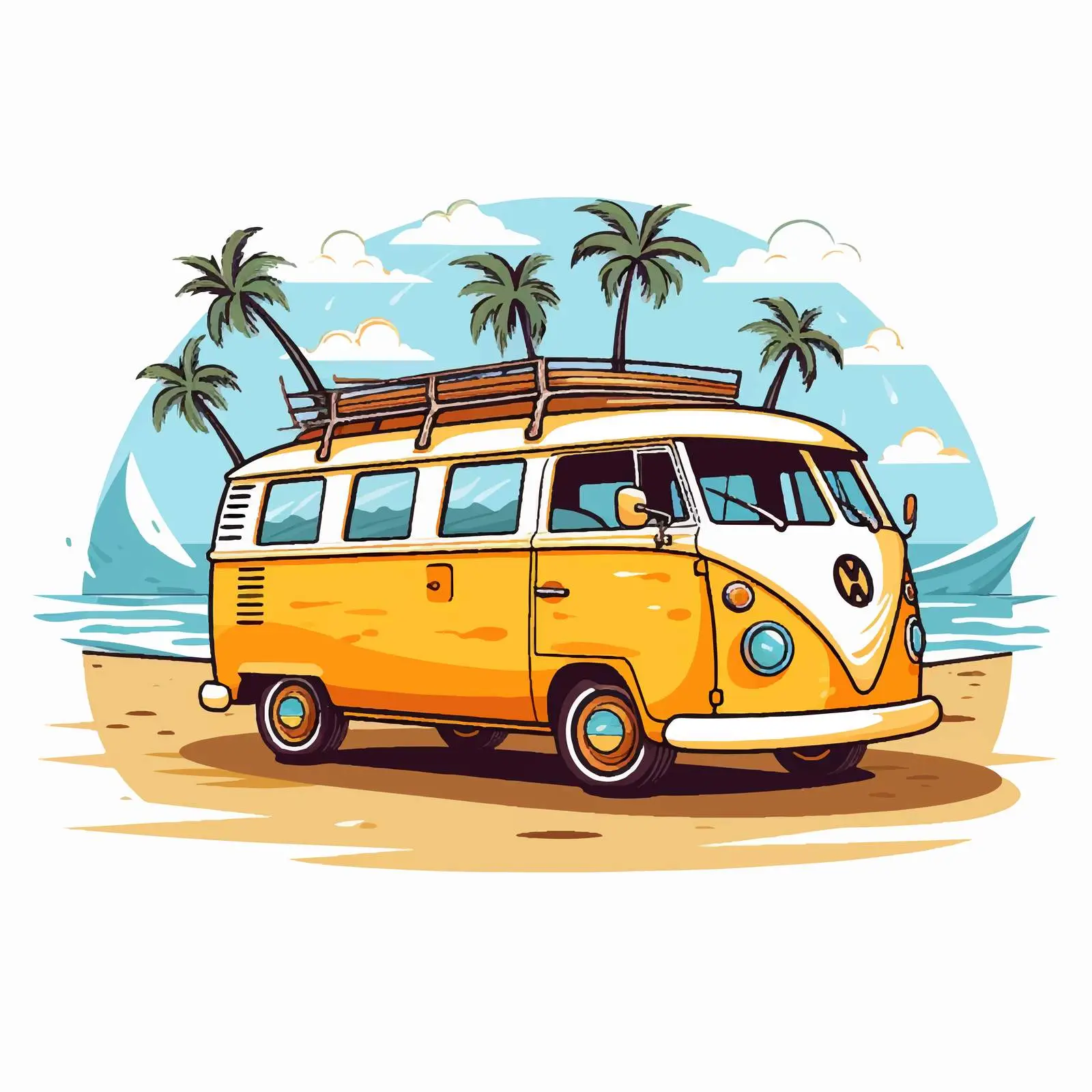 Summer Road Trip Van Icon Illustration — free download from Dotvec