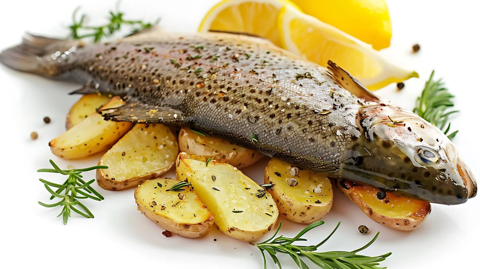 Gourmet Roasted Trout and Thyme Potatoes — free download from Dotvec