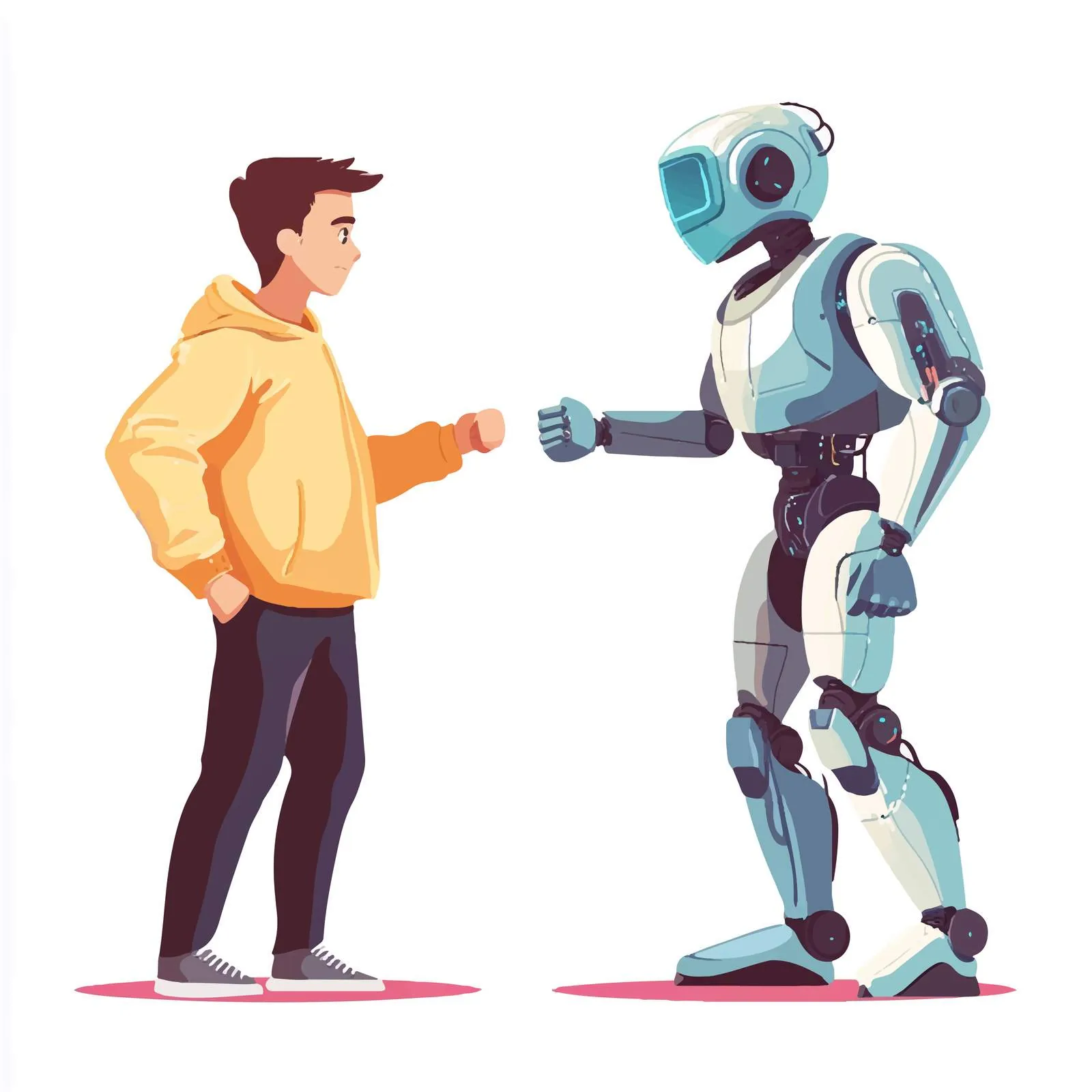 Robot vs Human Competition Vector Illustration — free download from Dotvec