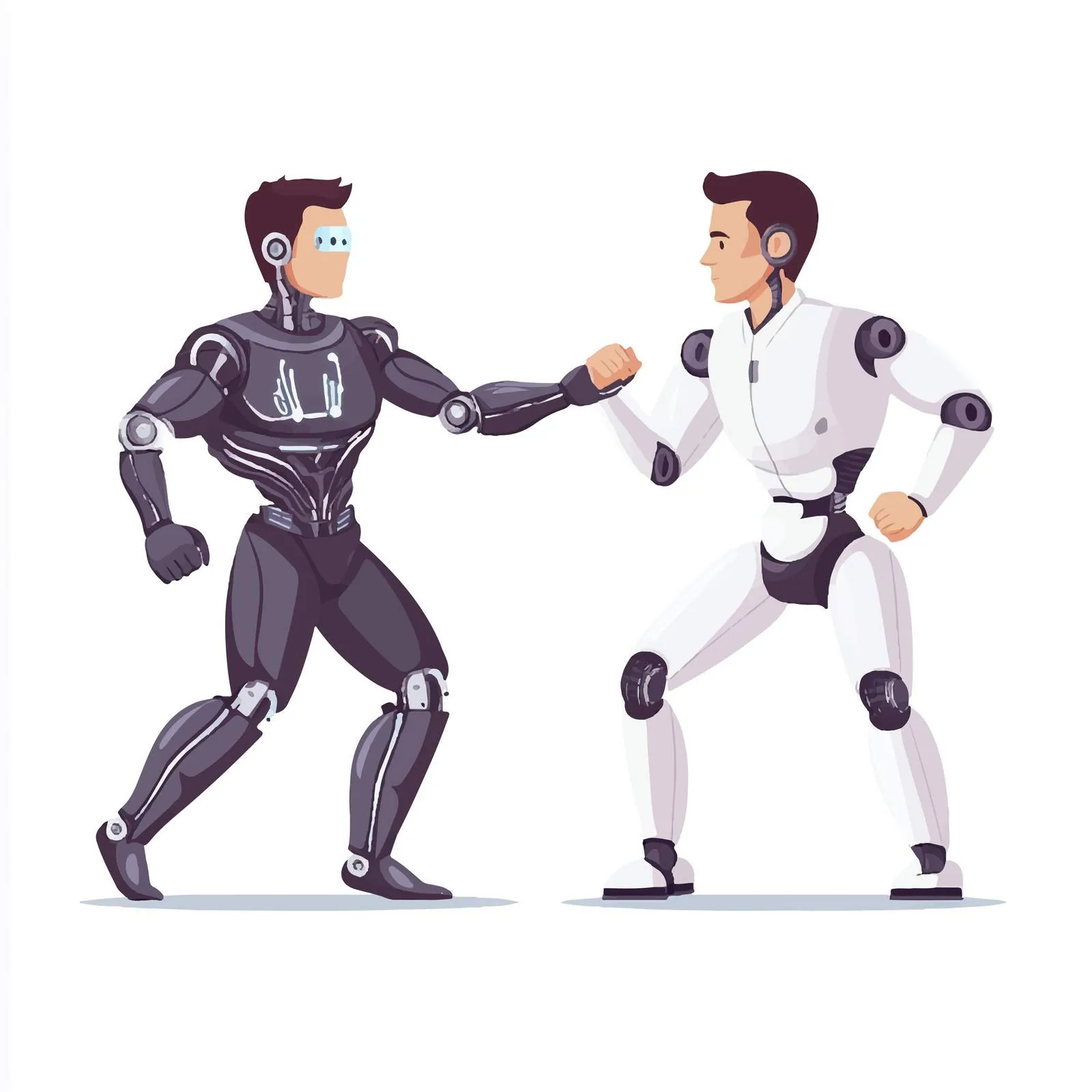 Robot versus Human Competition Flat Vector Illustration — free download from Dotvec
