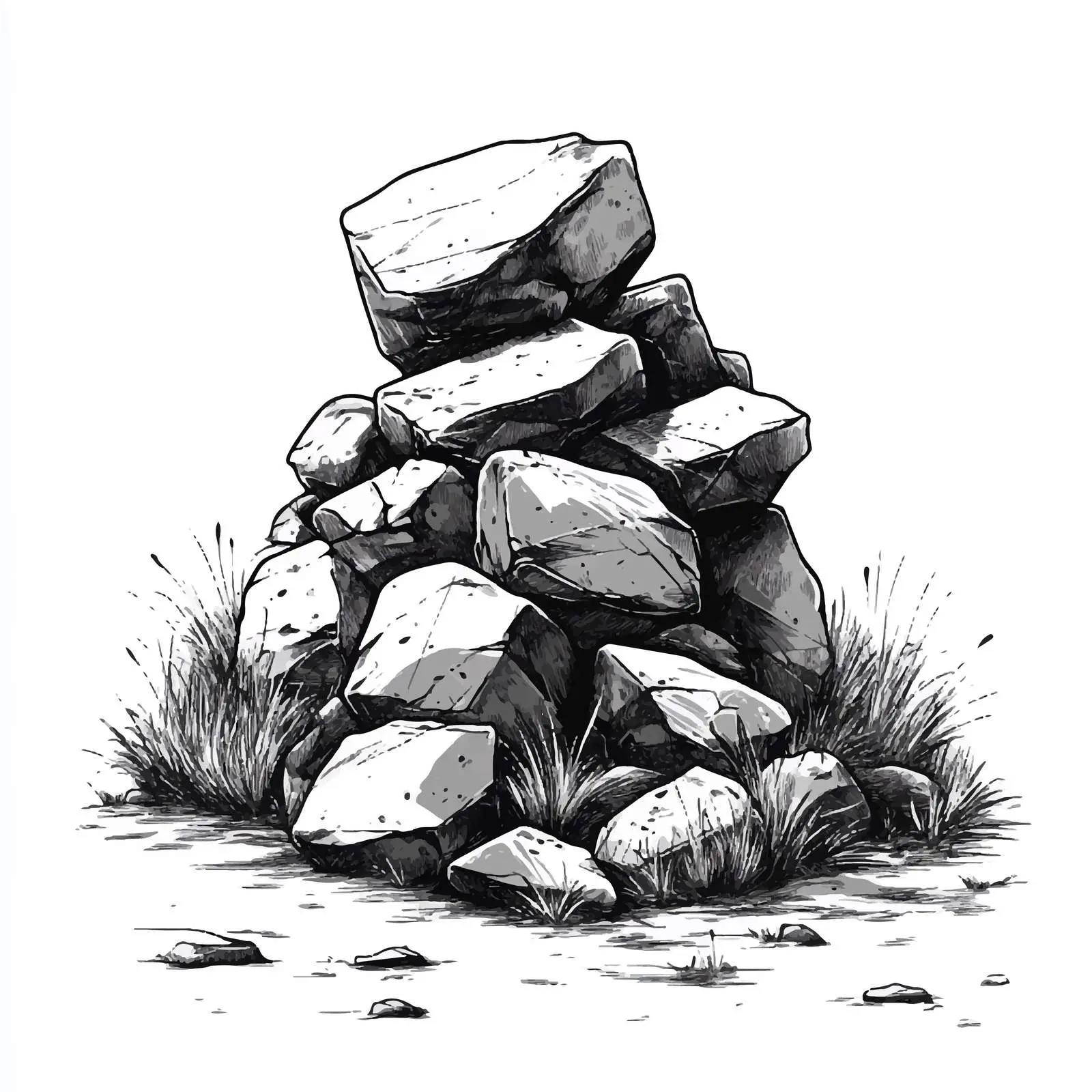 Black and White Rock Heap Cartoon Illustration – free heap image from Dotvec