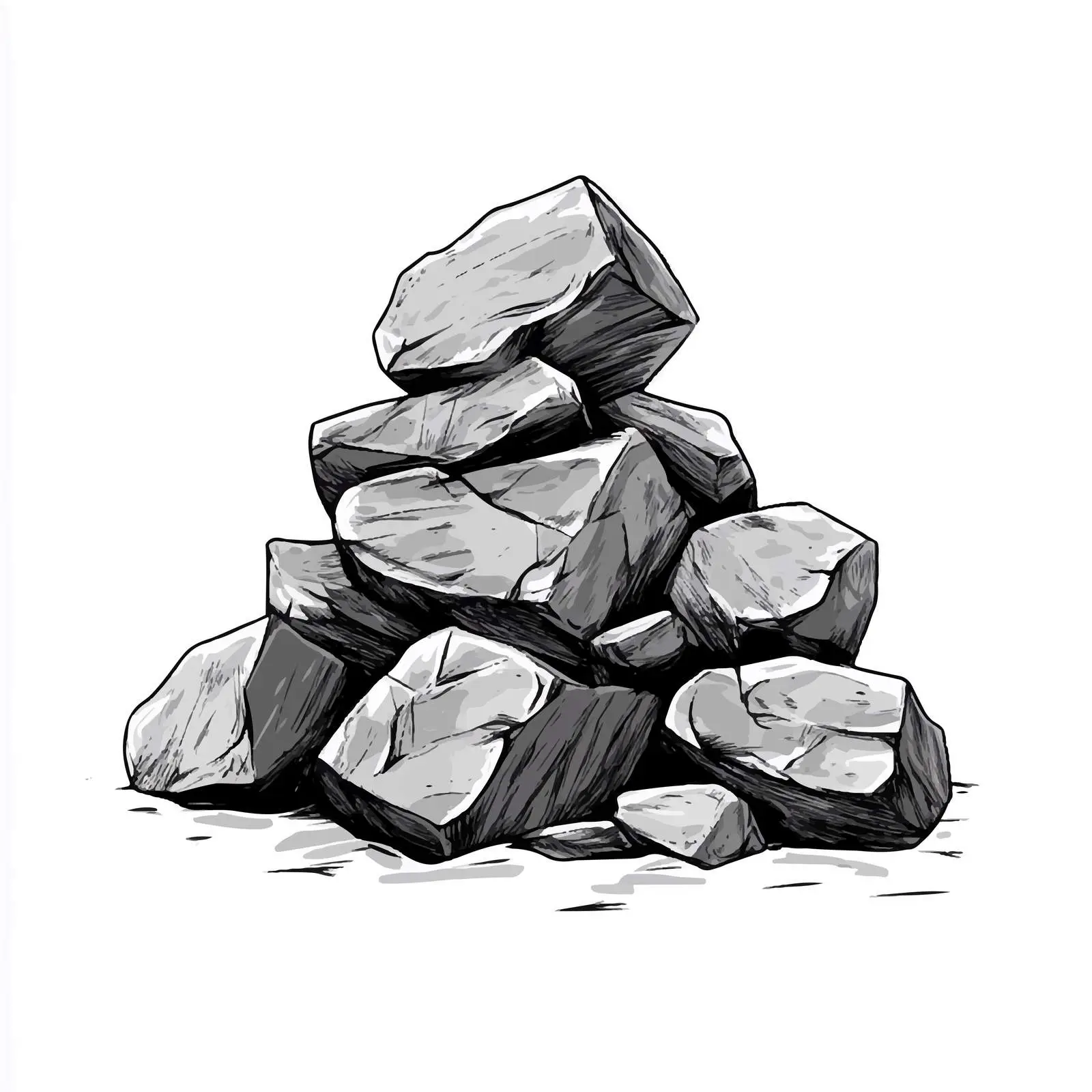 Cartoon Rock Heap Black and White Illustration — free download from Dotvec
