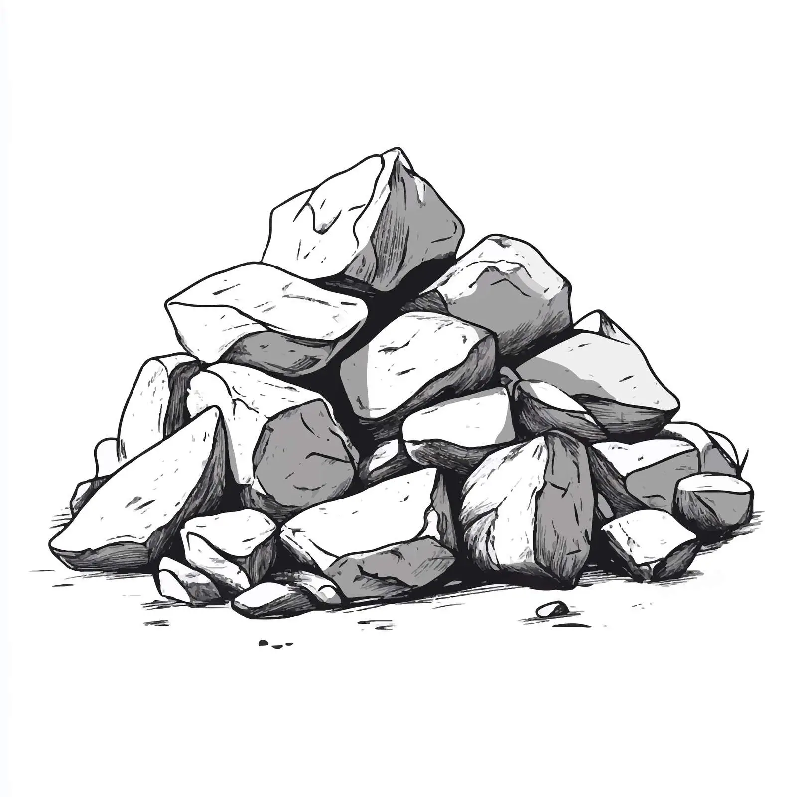 Black and White Cartoon Rock Heap Illustration — free download from Dotvec