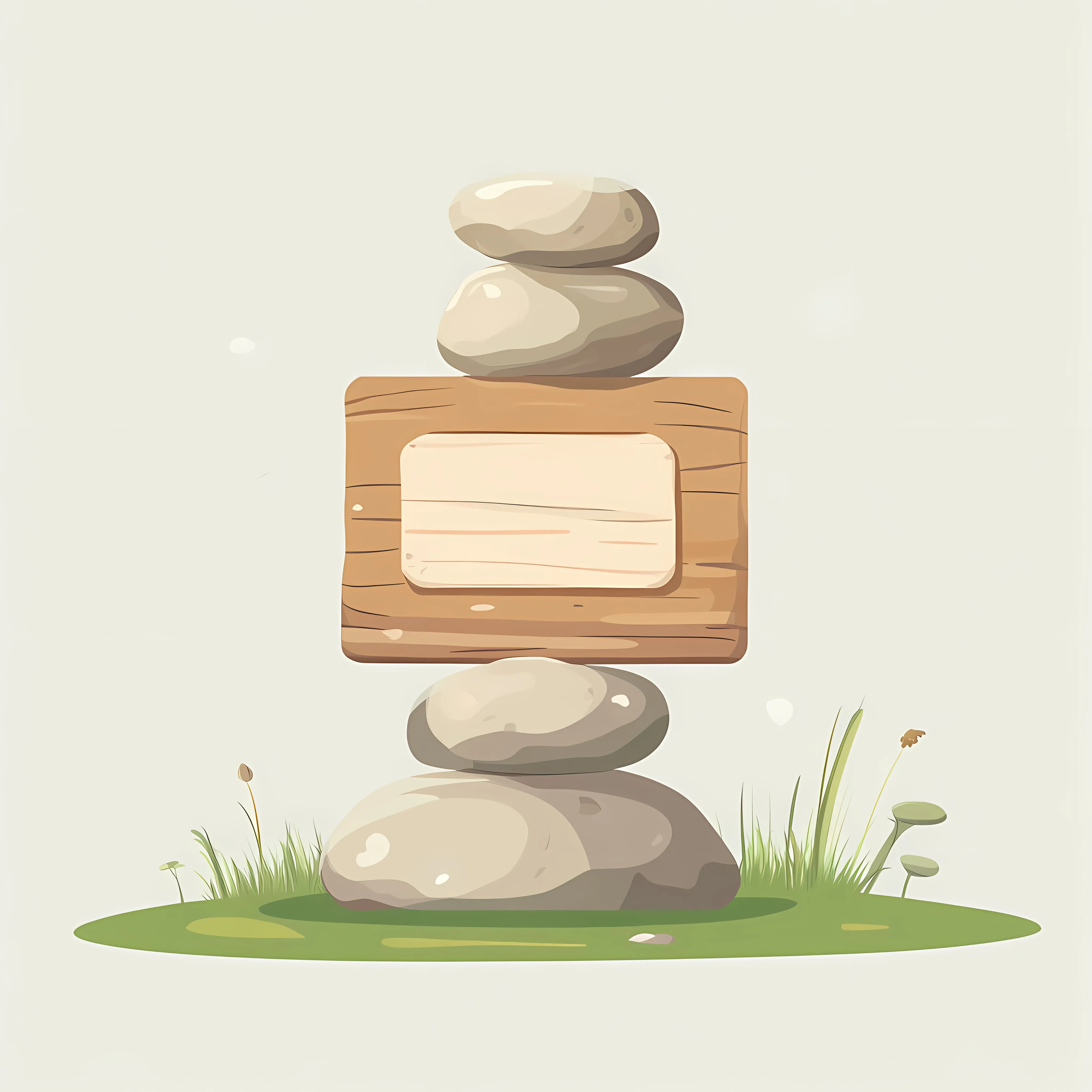 Rock Stack with Wooden Placard Vector Illustration — free download from Dotvec