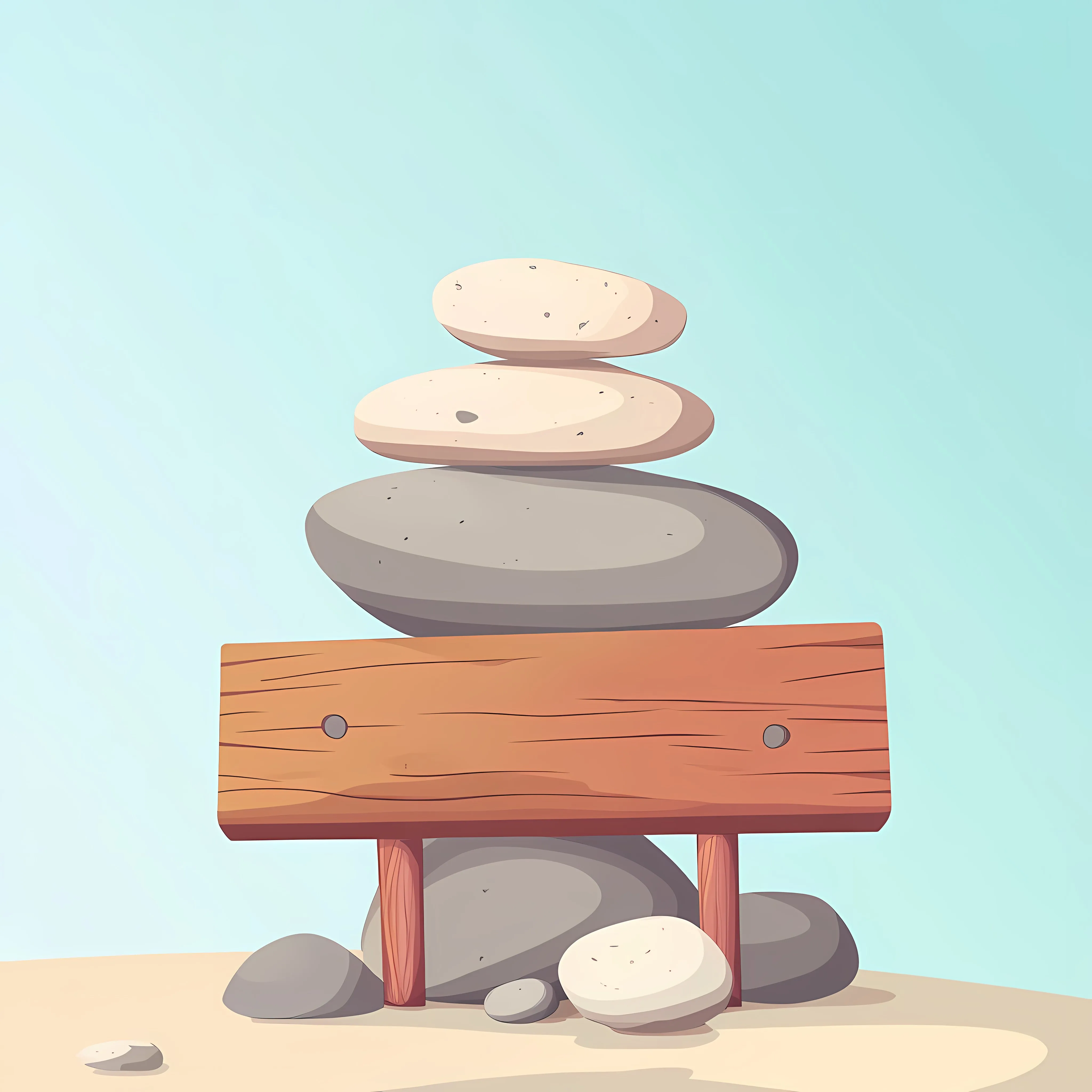 Rock Stack with Wooden Placard Illustration — free download from Dotvec