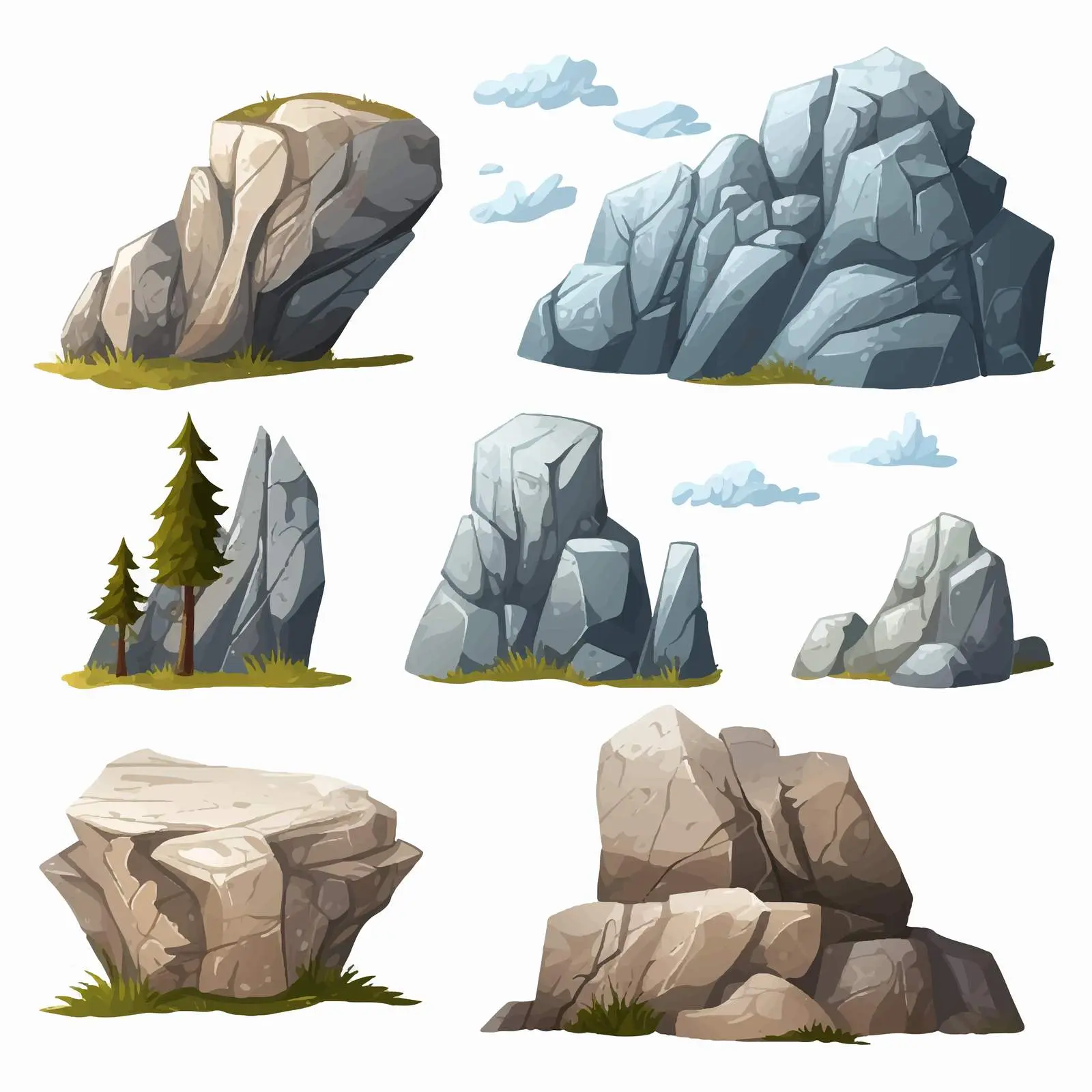 Rock and Mountain Vector Illustration for Design — free download from Dotvec