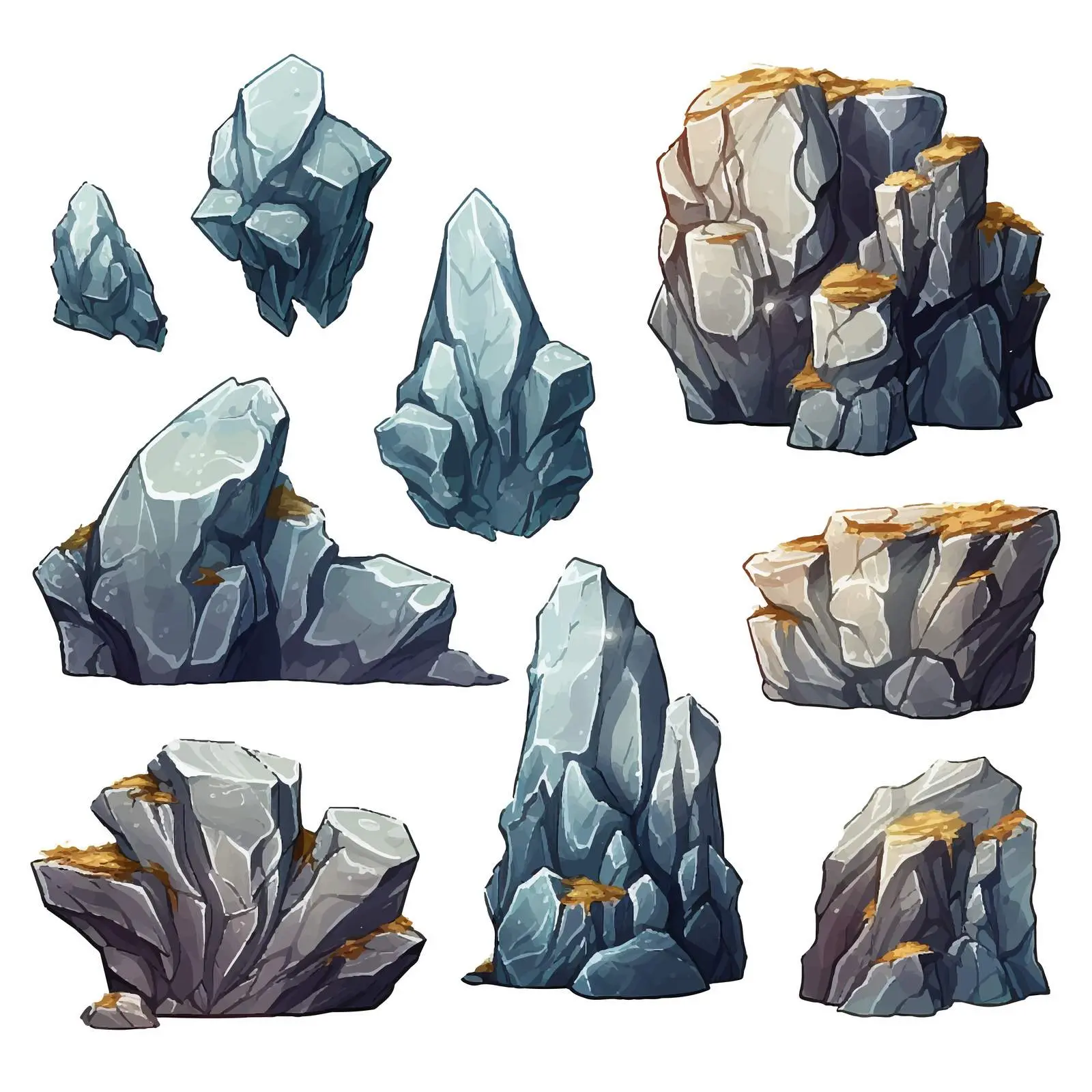 Rock, Stone, and Mountain Vector Elements — free download from Dotvec