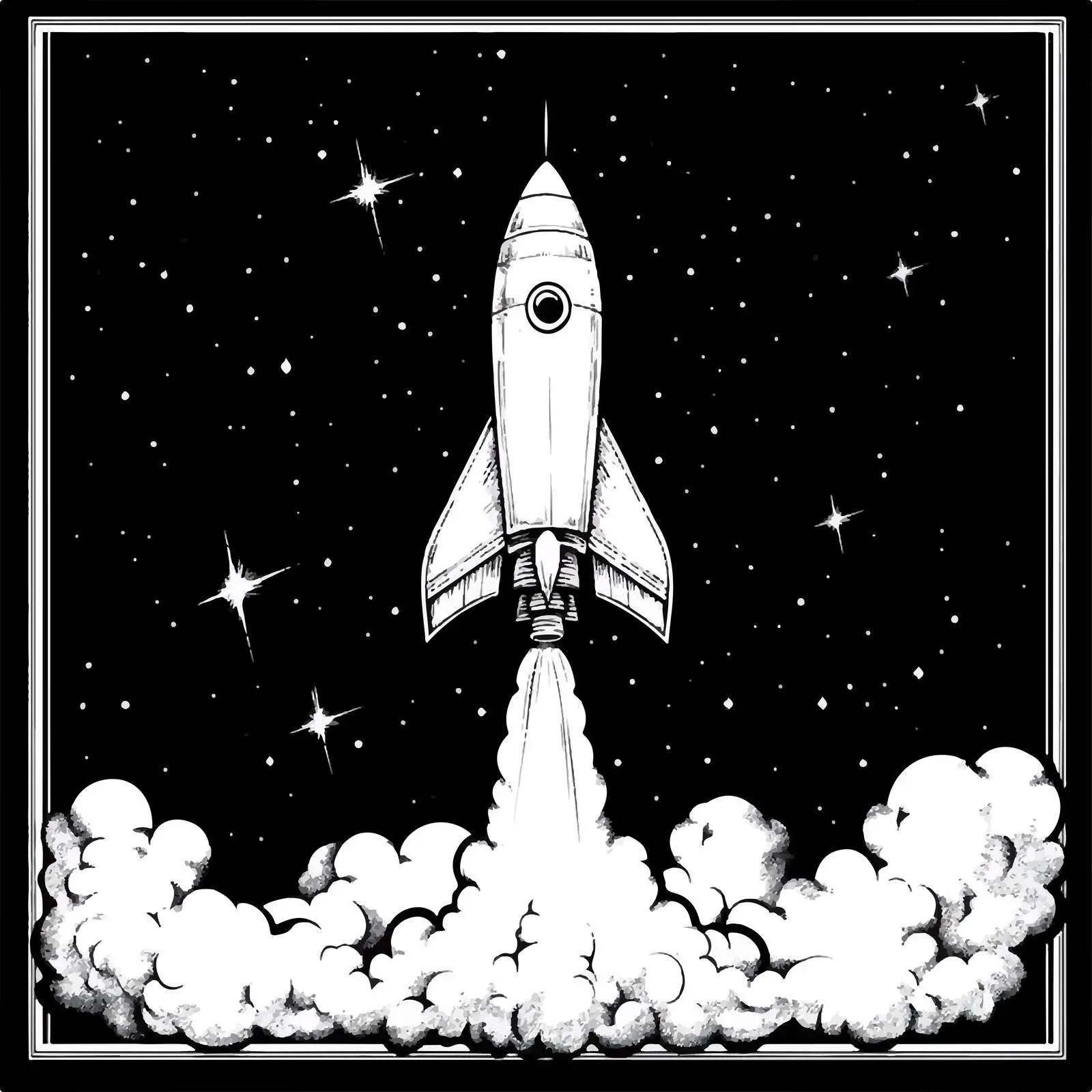 Hand-Drawn Cartoon Rocket Vector Illustration — free download from Dotvec