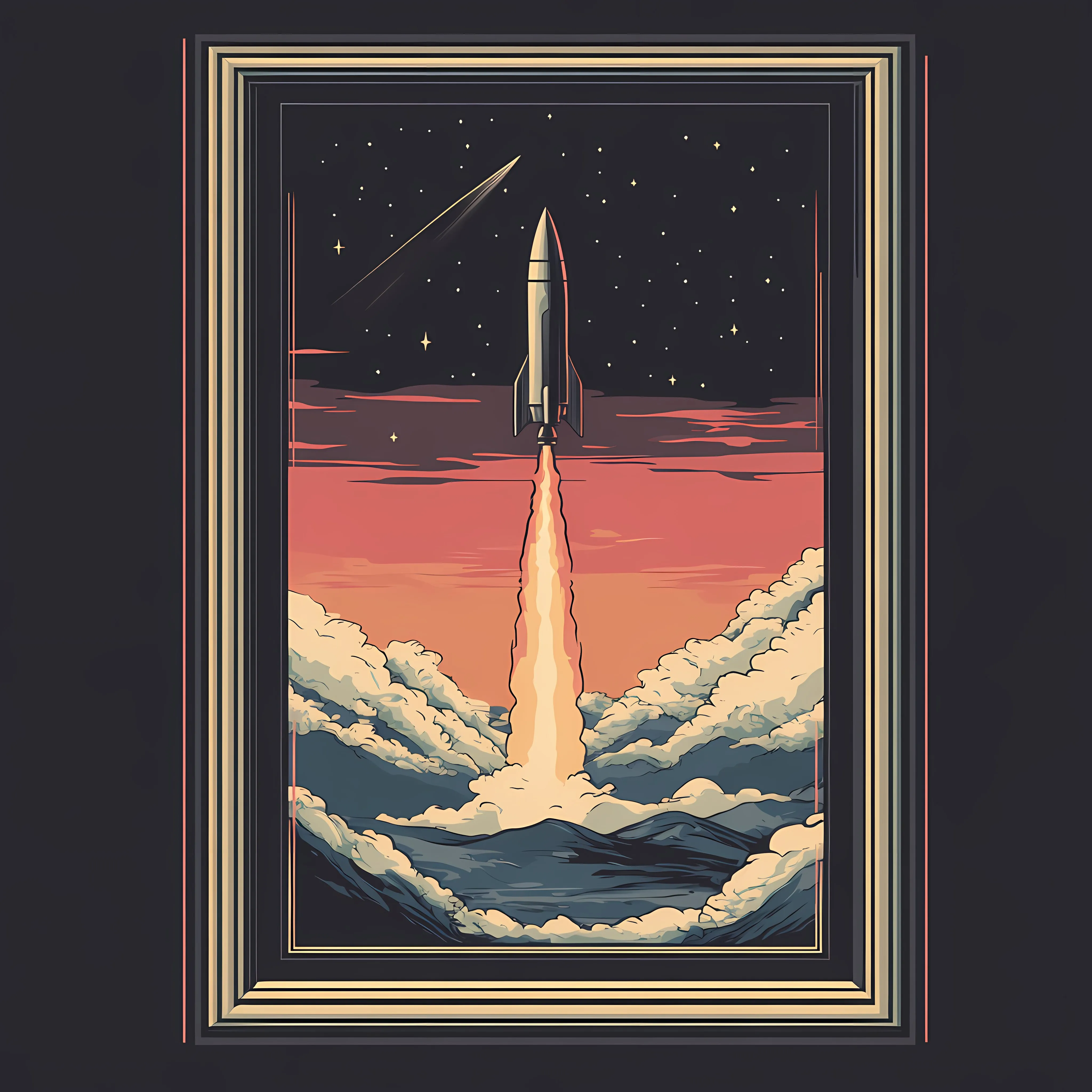 Rocket Flying in Stratosphere Colored Illustration — free download from Dotvec