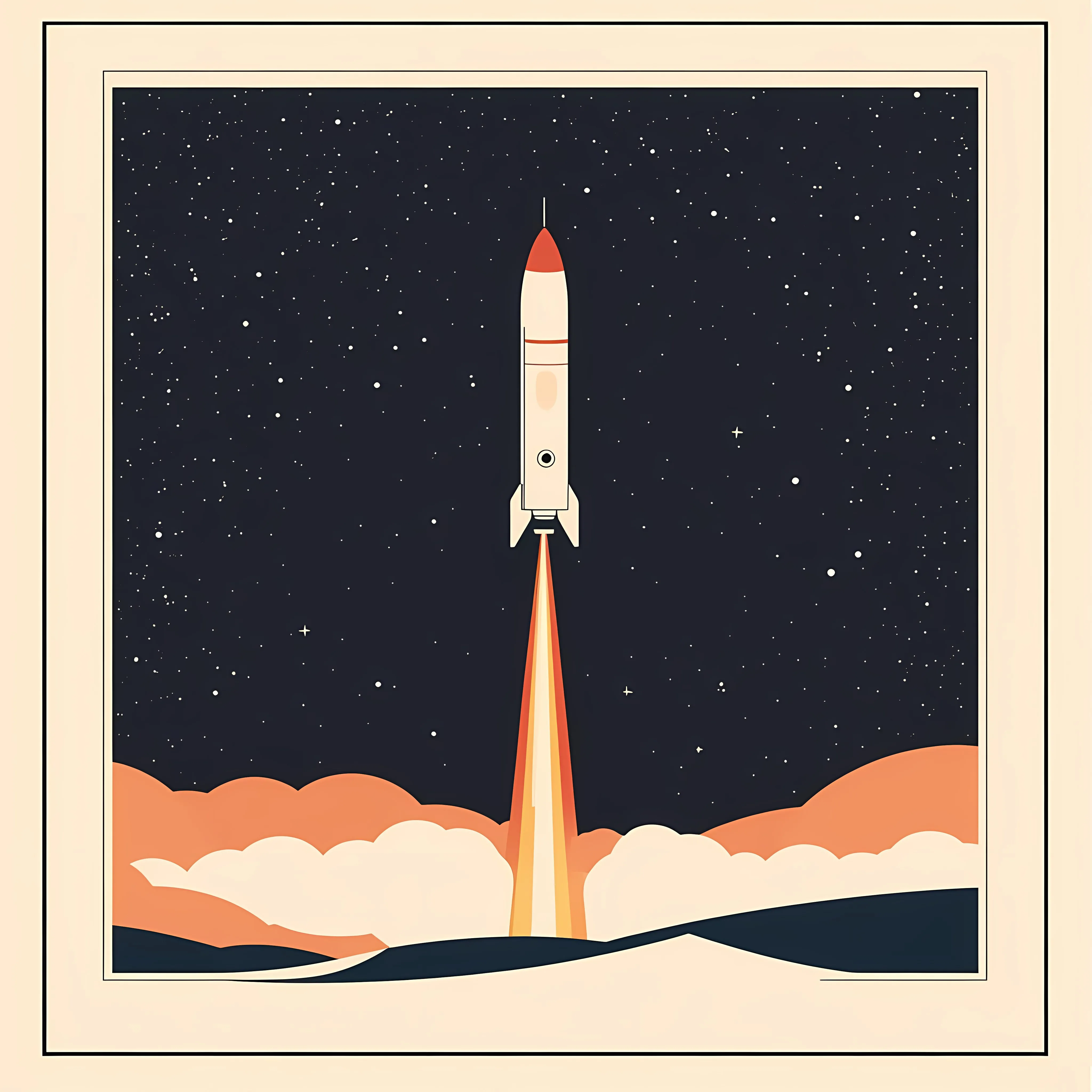 Rocket Flying in Stratosphere Colored Illustration — free download from Dotvec