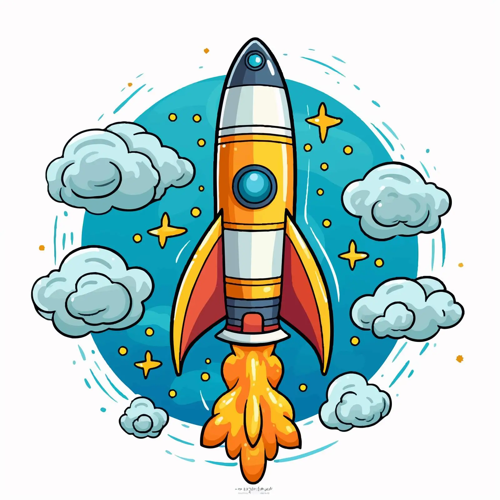 Cartoon Rocket Ship in Galaxy Illustration — free download from Dotvec
