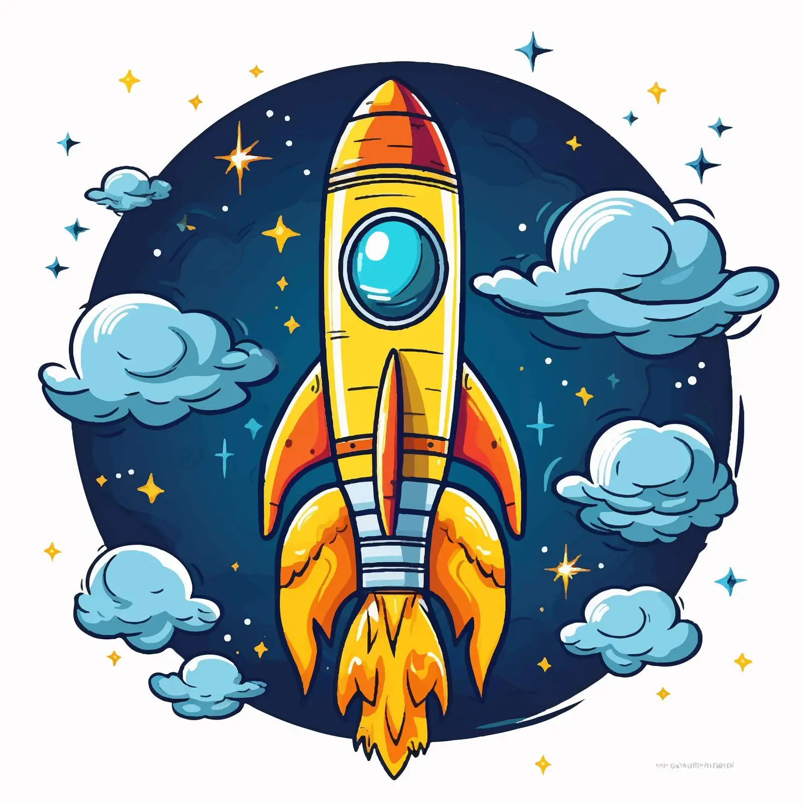 Cartoon Rocket Ship in Galaxy Vector Illustration — free download from Dotvec