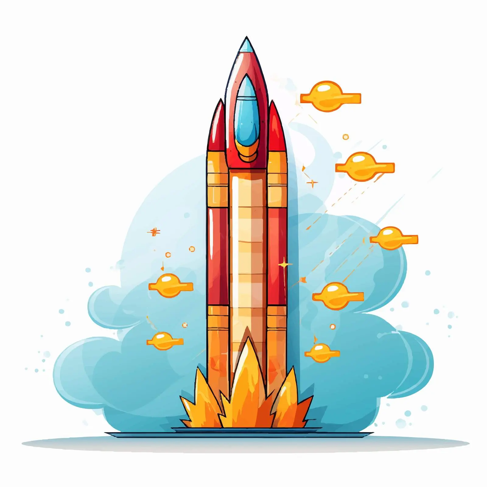 Upward Growth Illustration with Rockets and Graphs — free download from Dotvec