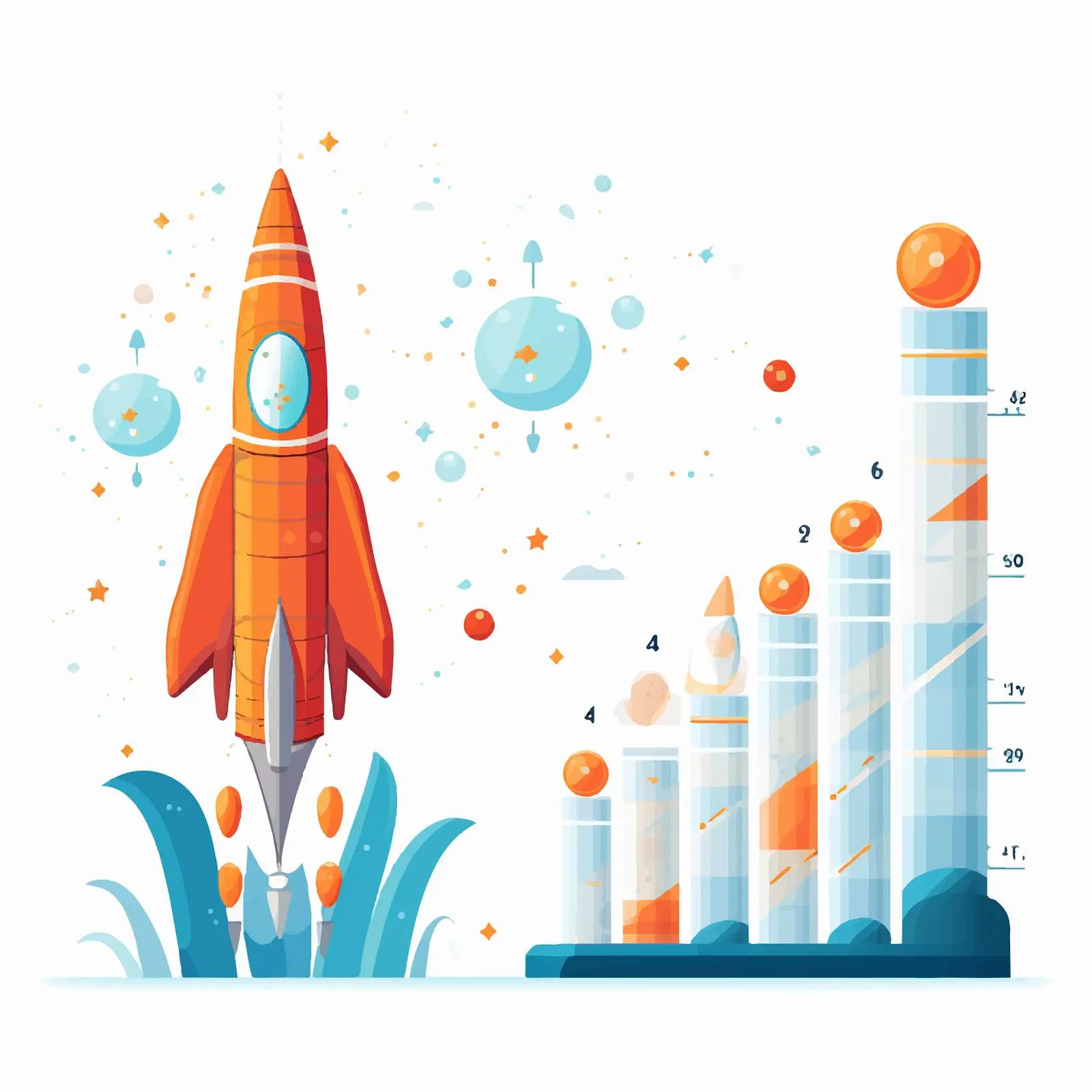 Rocket Growth Graph Cartoon Vector Illustration — free download from Dotvec