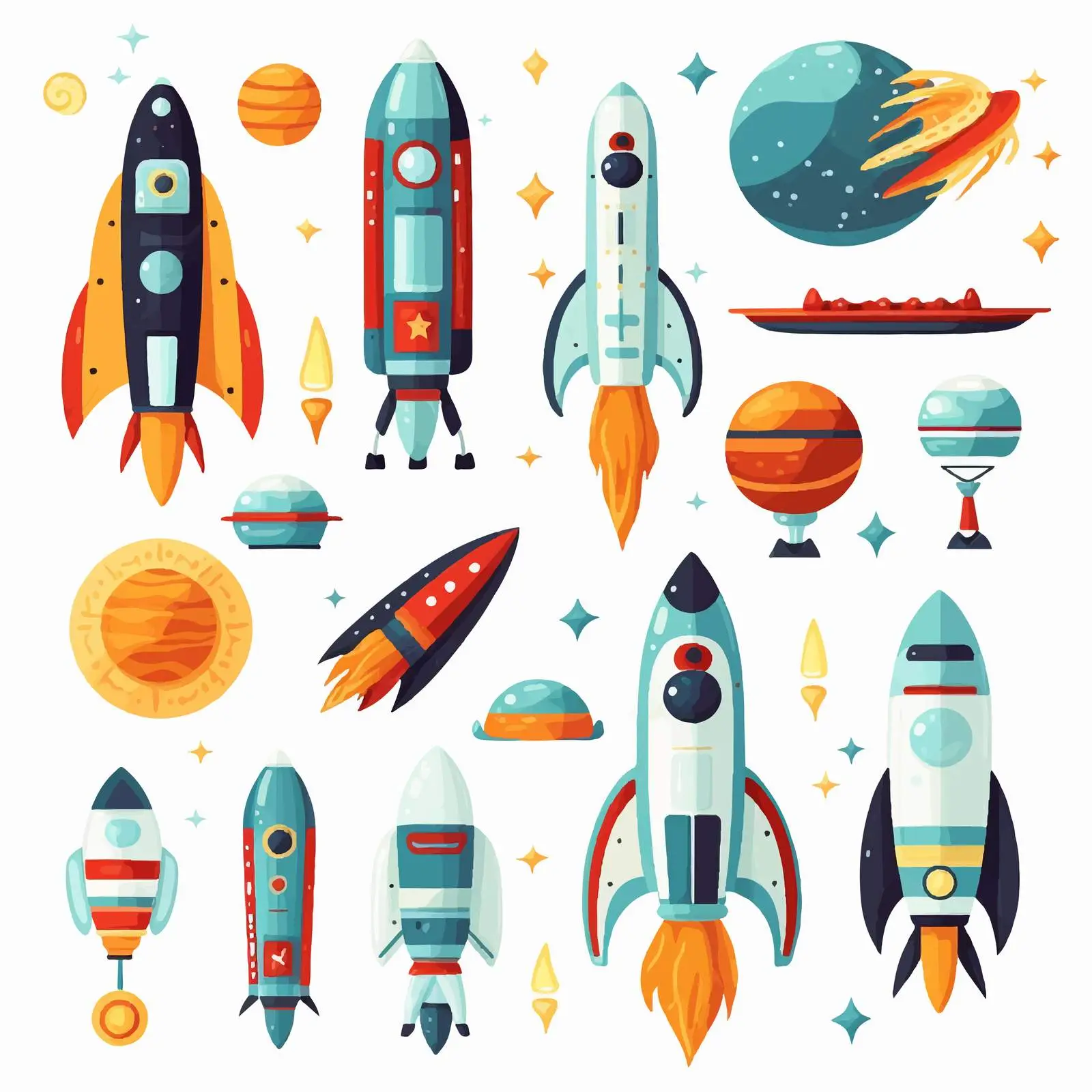 Rockets and Spaceships Vector Set — free download from Dotvec