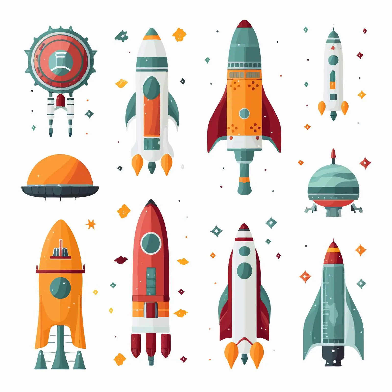 Rockets and Spaceships Vector Set for Exploration — free download from Dotvec