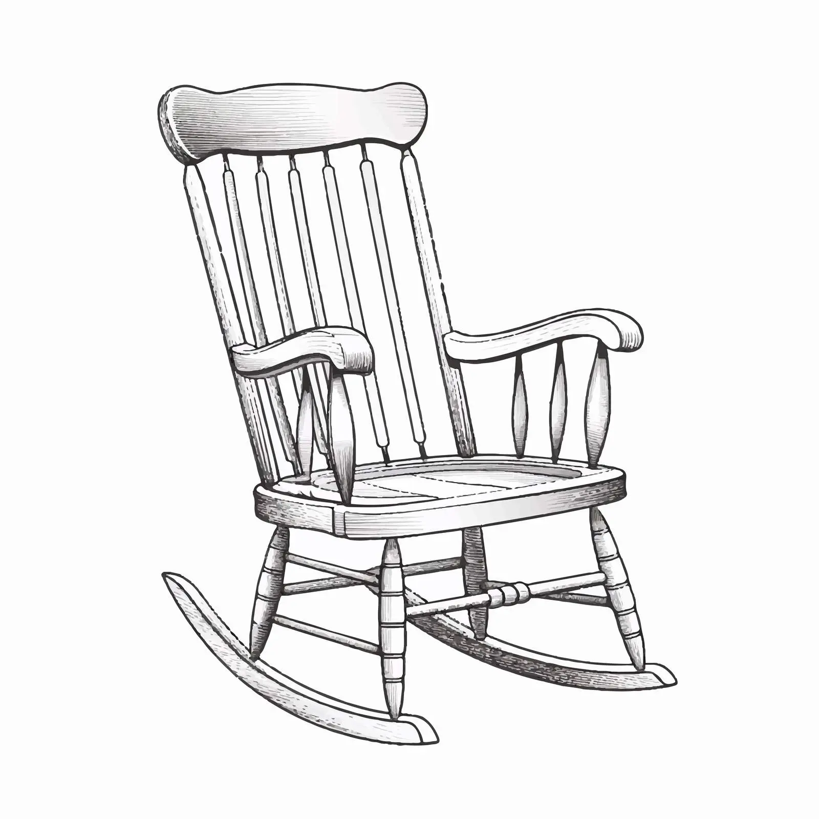 Vector Sketch of Rocking Chair on White Background — free download from Dotvec