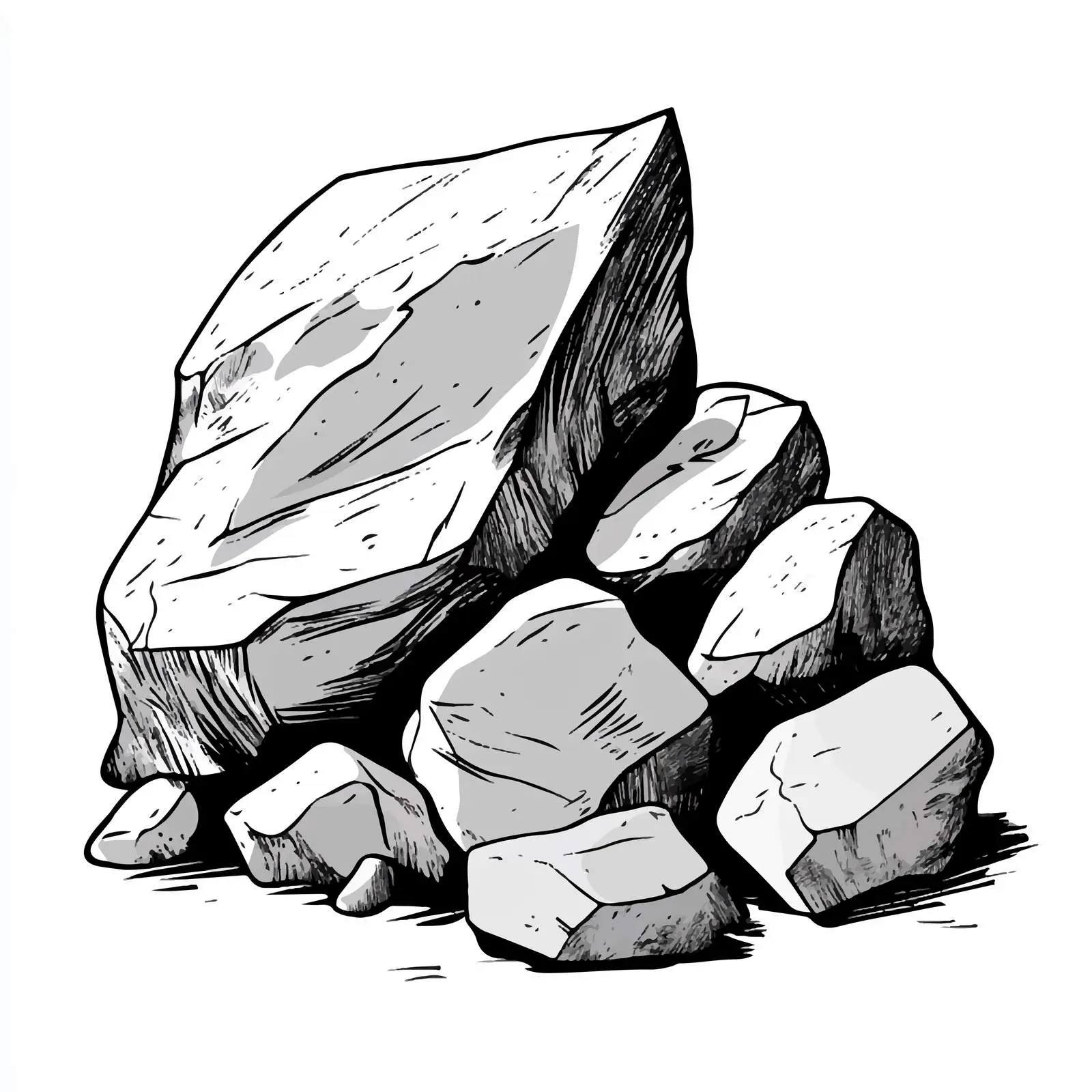 Black and White Cartoon Rock Vector Illustration — free download from Dotvec