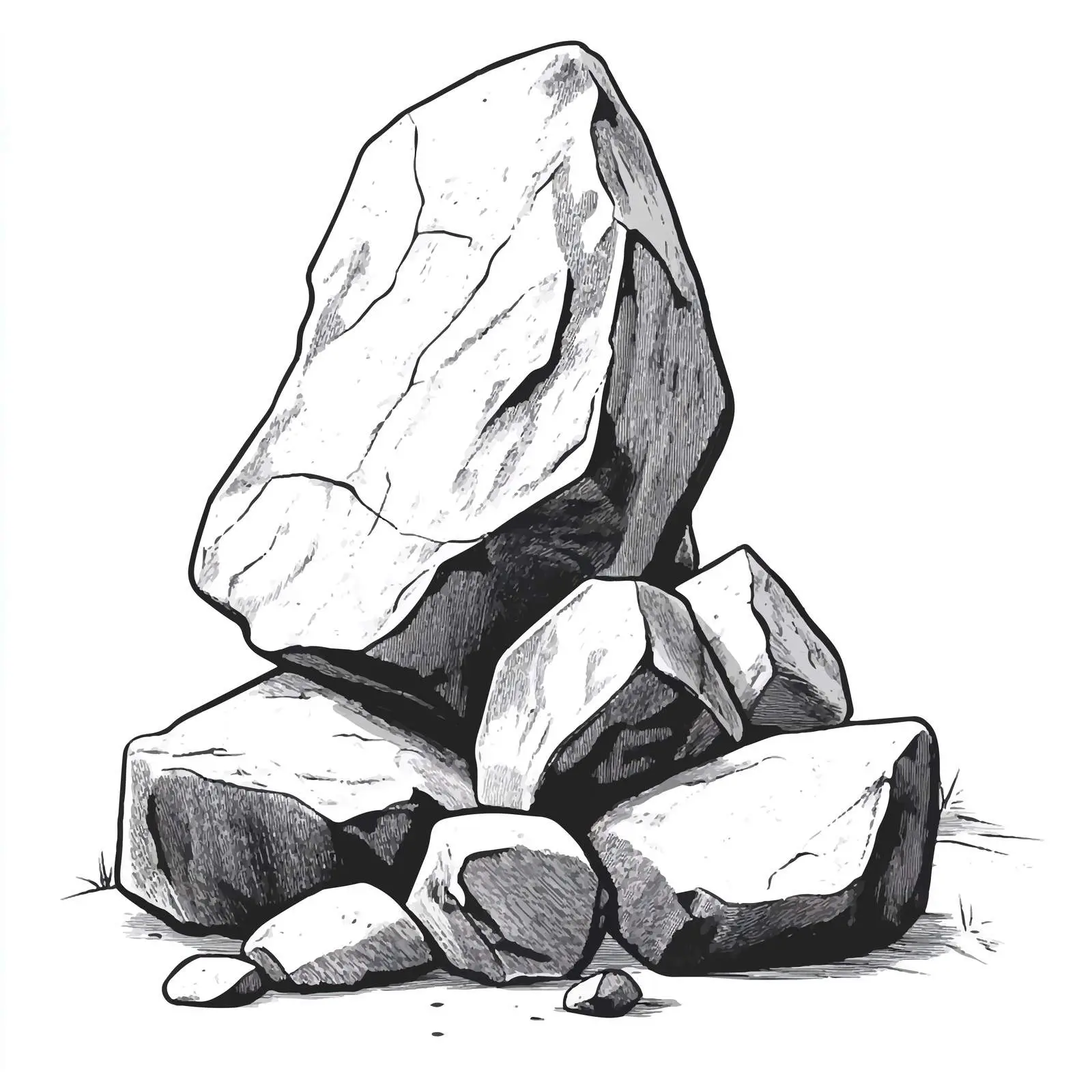 Black and White Cartoon Rocks Vector Illustration – free pebbles image from Dotvec