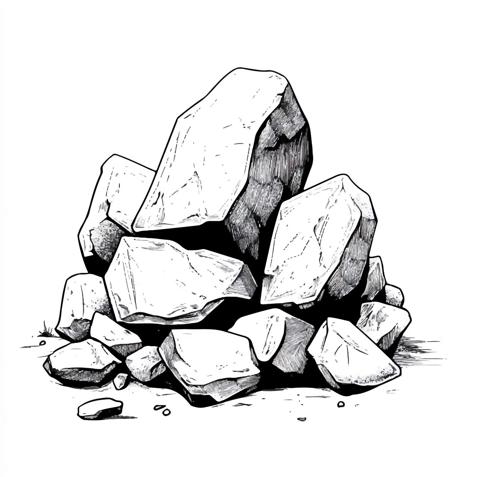 Black and White Cartoon Rock Vector Illustration — free download from Dotvec