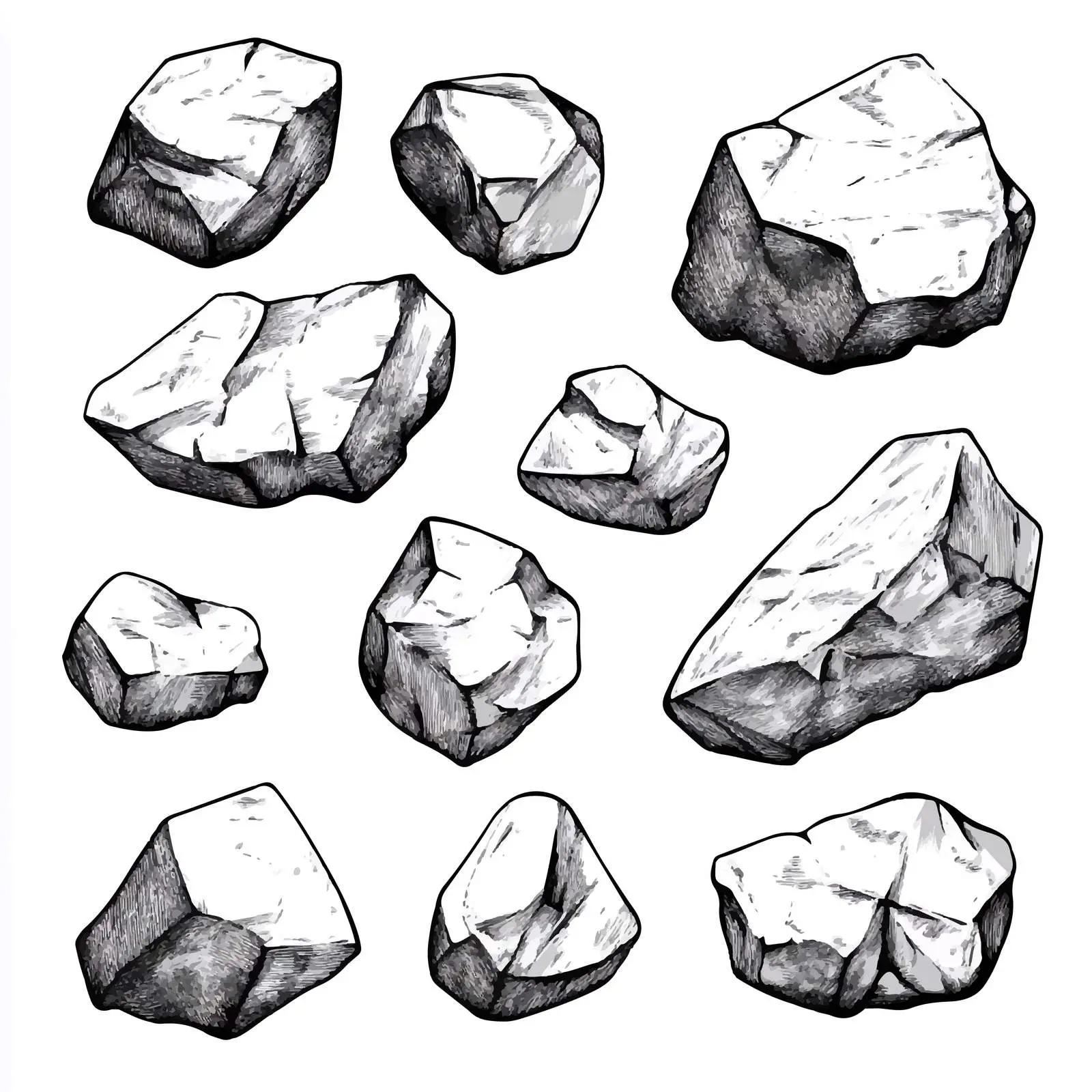 Black and White Rock Cartoon Vector Illustration — free download from Dotvec