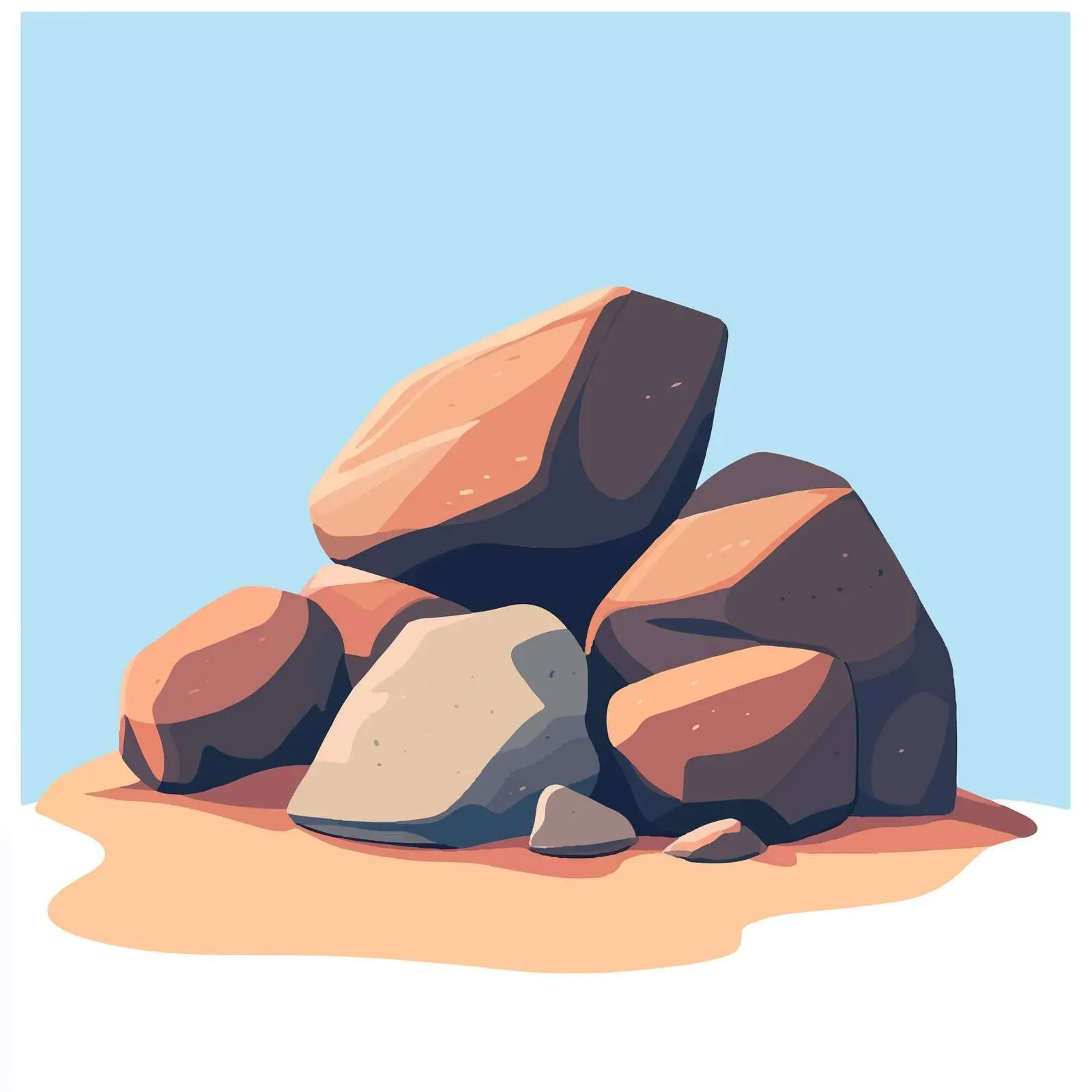 Hand-Drawn Cartoon Rocks Vector Illustration – free pebbles image from Dotvec
