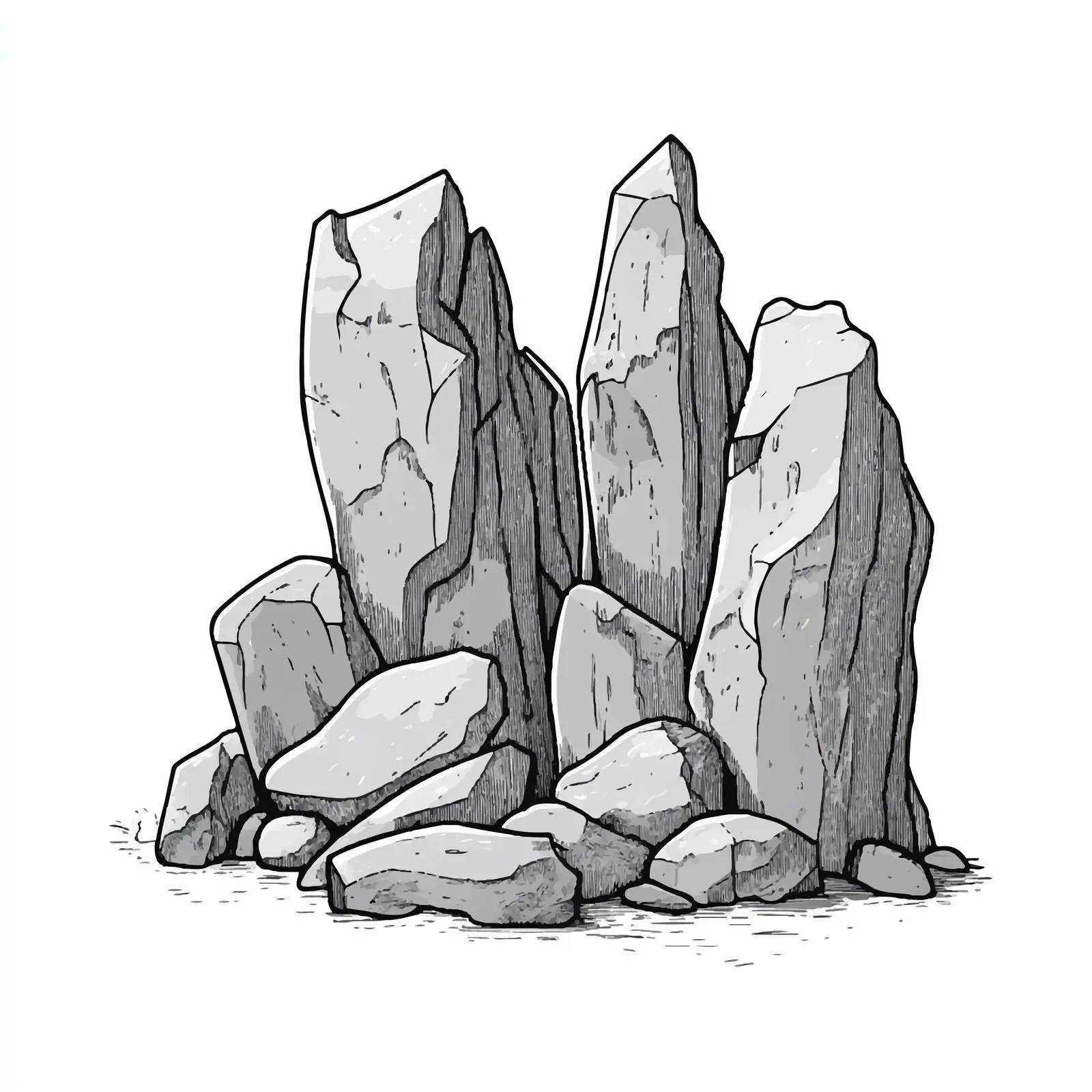 Hand-Drawn Cartoon Rocks Vector Illustration — free download from Dotvec