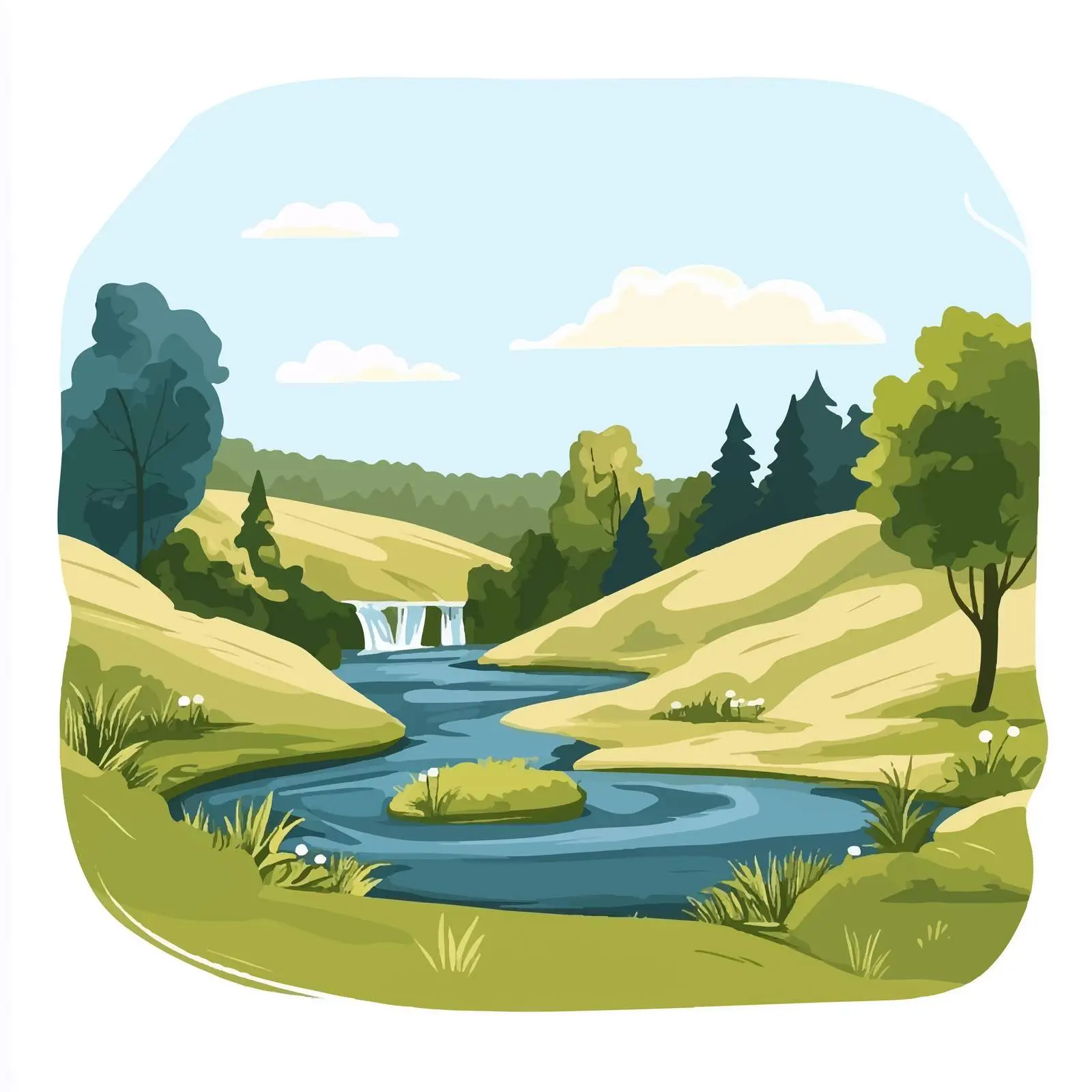 Scenic Rocky Rivers Amidst Lush Green Hills — free download from Dotvec