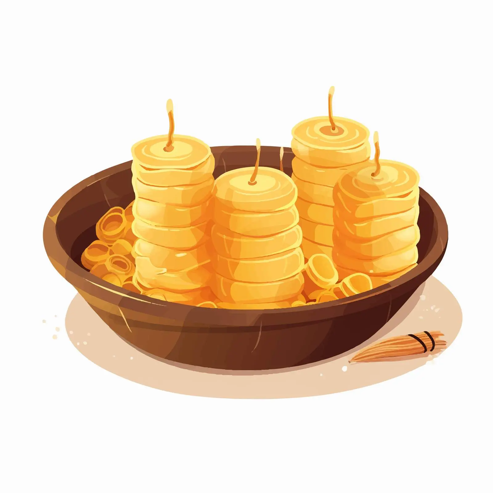 Rolled Honeycomb Beeswax Candles in Bowl — free download from Dotvec
